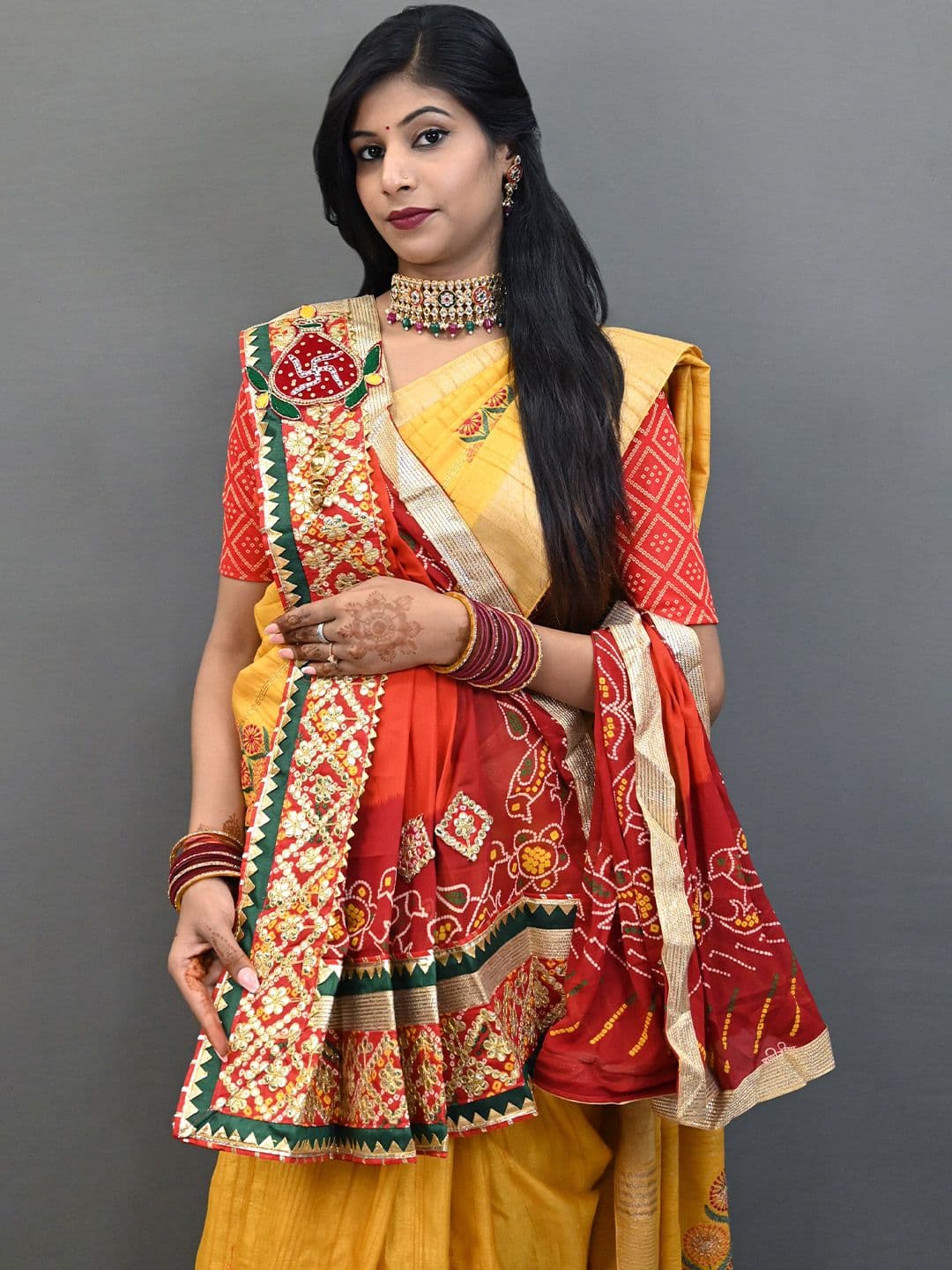 Ranisatiya creation Bandhani Printed Dupatta With Gotta Patti - view 1