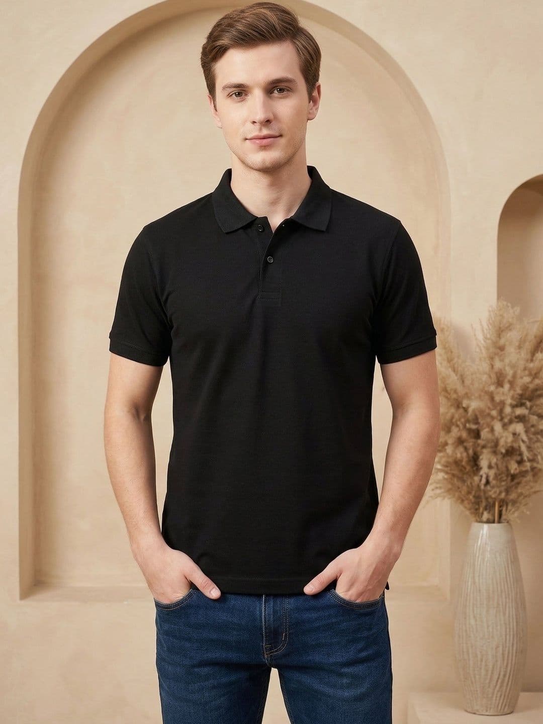 R.Code by The Roadster Life Co. Men Polo Collar T-shirt - view 1
