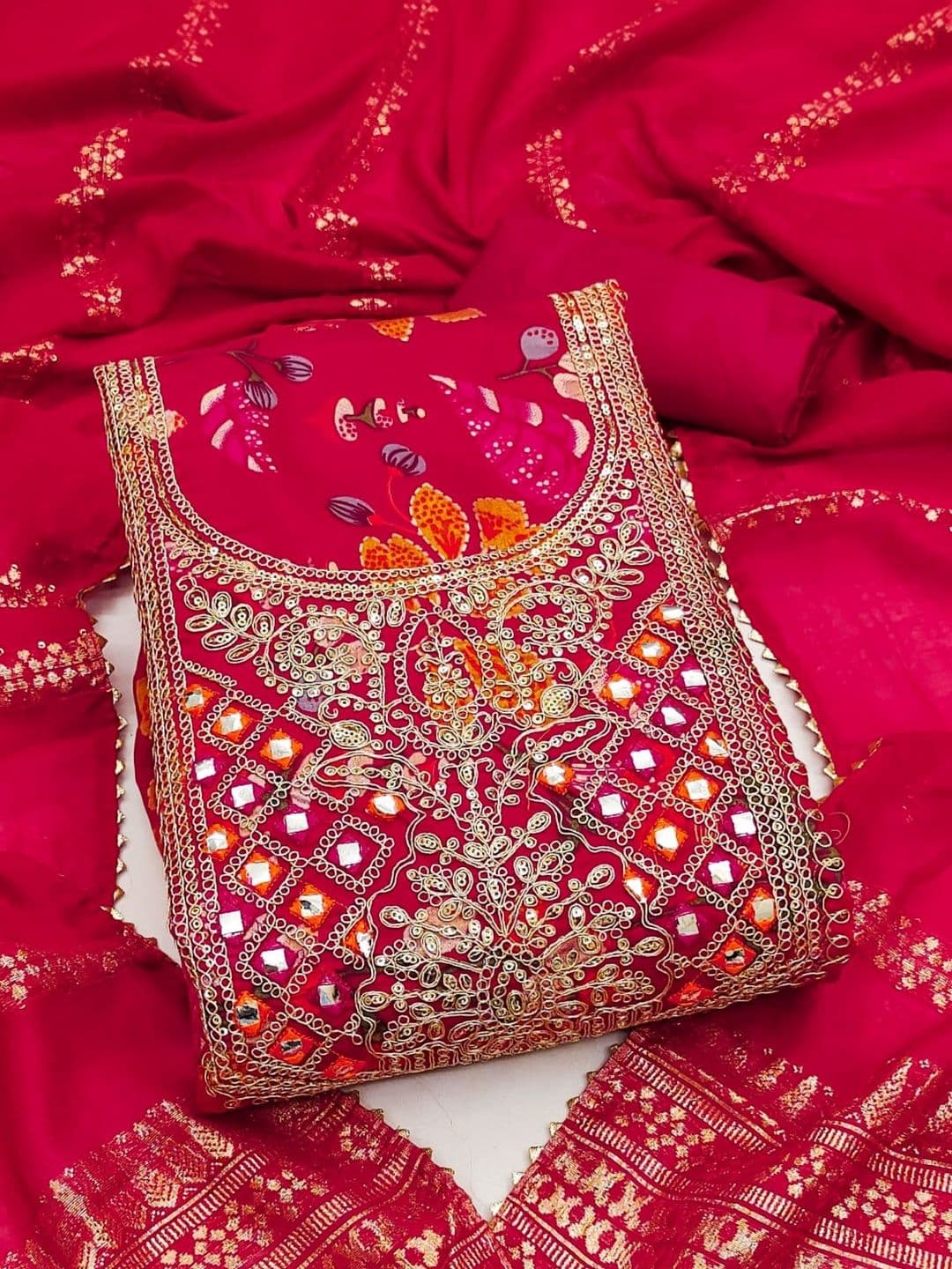 KALINI Embroidered Unstitched Dress Material - view 1