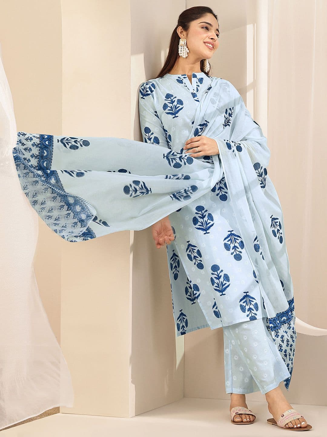 Libas Women Floral Printed Kurta with Palazzos & Dupatta - view 1