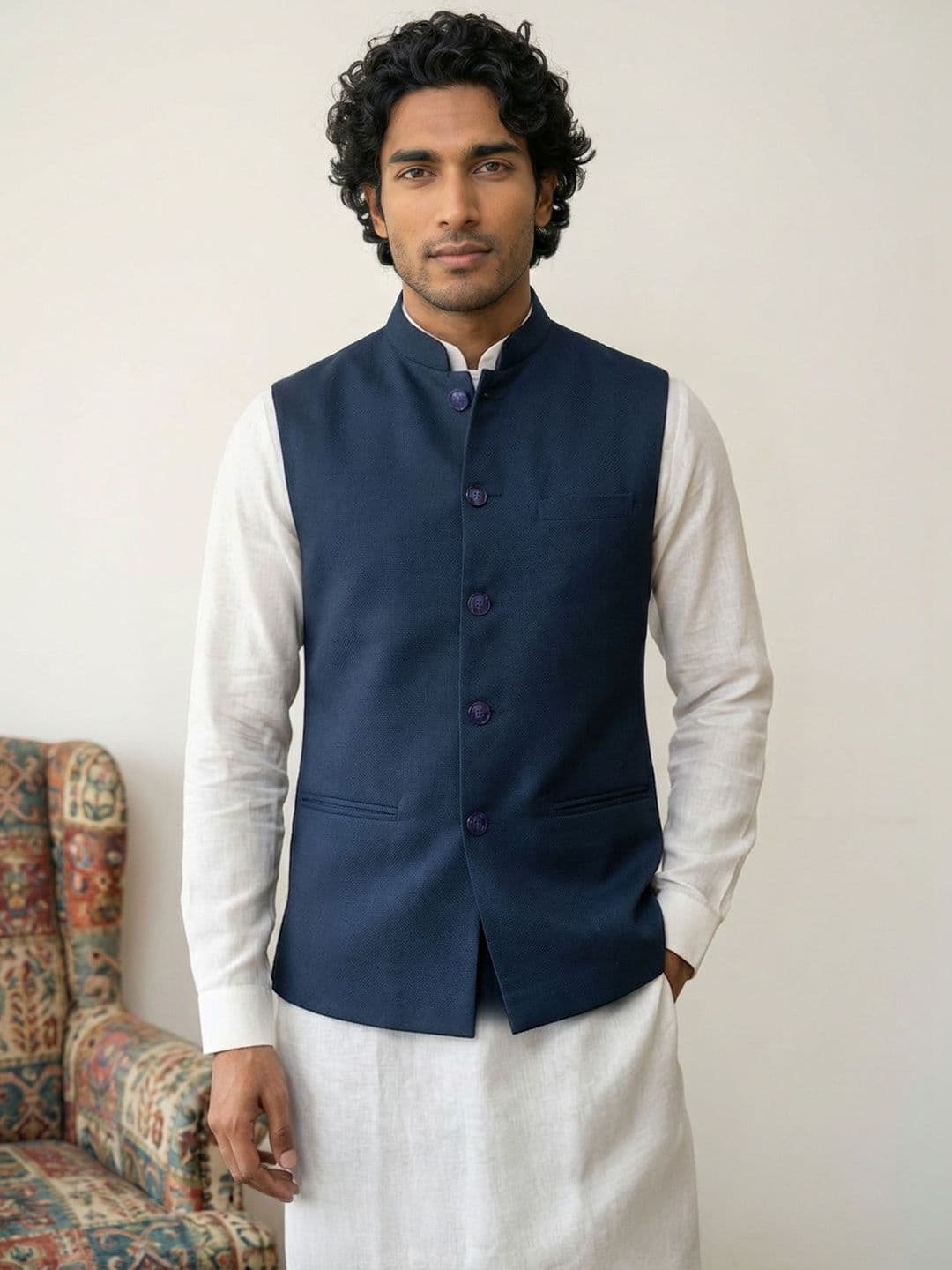HERE&NOW Woven Nehru Jackets - view 1