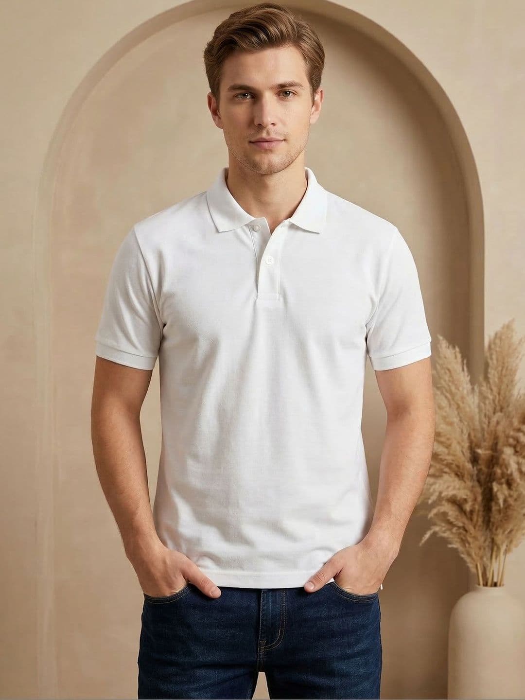 R.Code by The Roadster Life Co. Men Polo Collar T-shirt - view 1