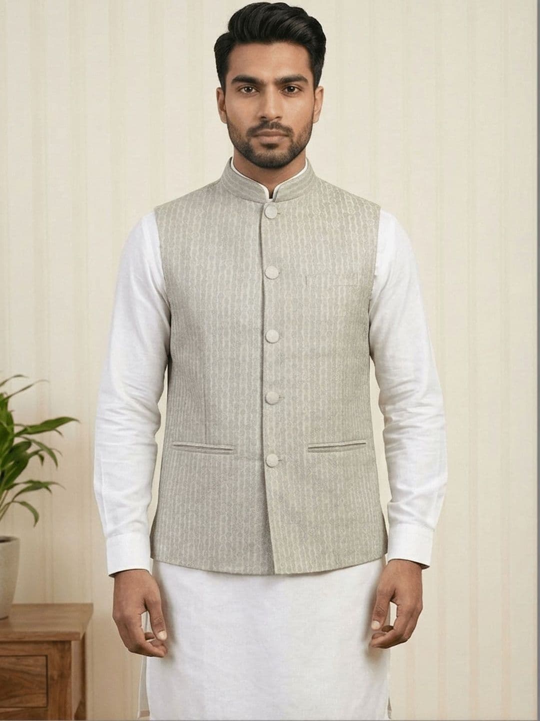 HERE&NOW Printed Woven Nehru Jackets - view 1