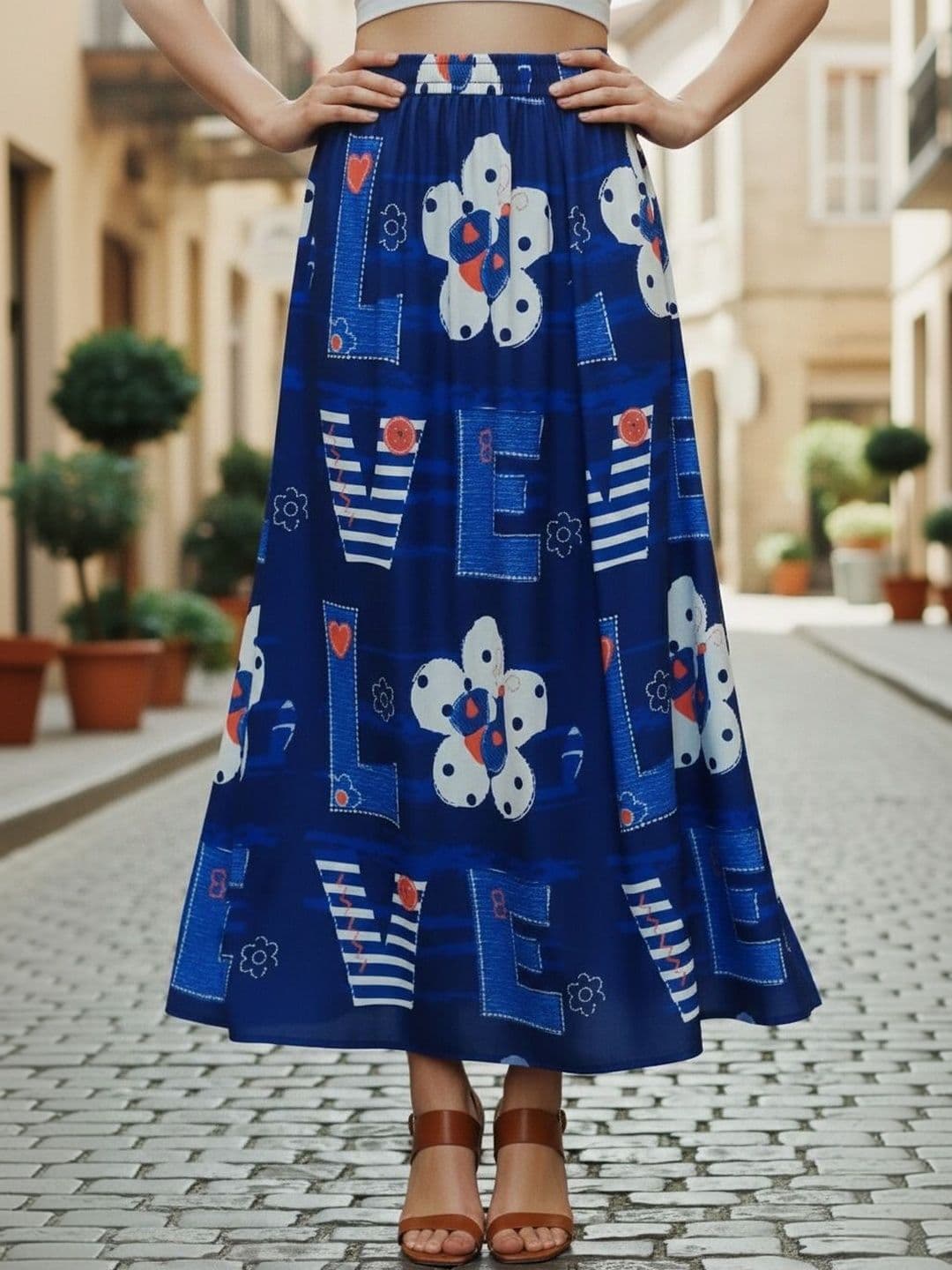 Vagisha Women Abstract Maxi Flared Skirt - view 1