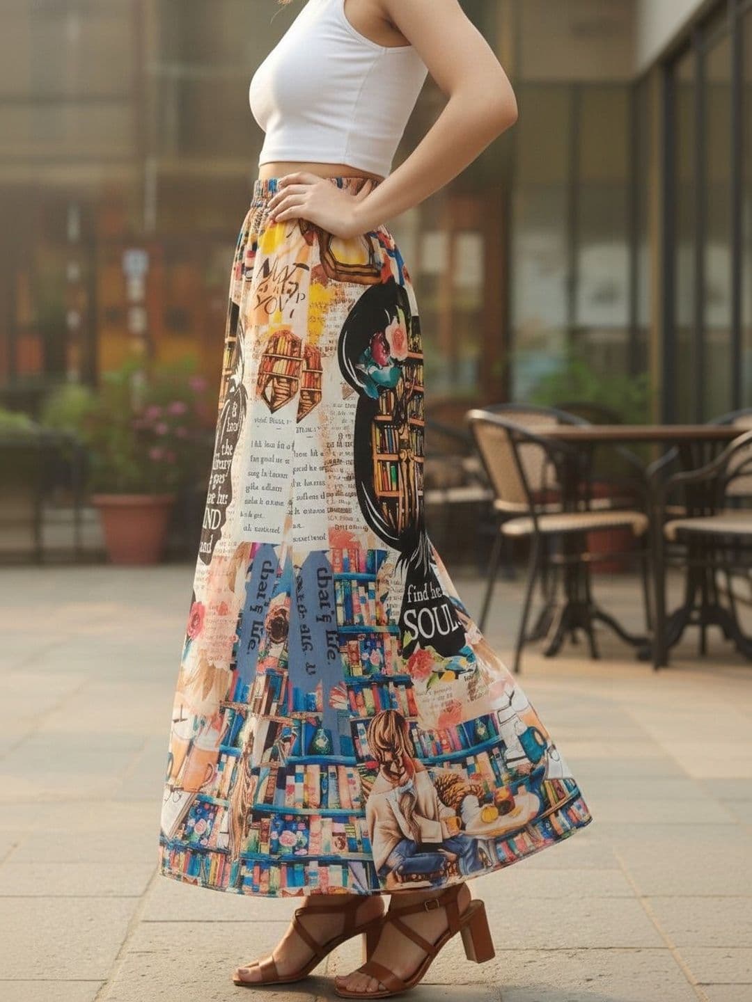 Vagisha Women Abstract Maxi Flared Skirt - view 1