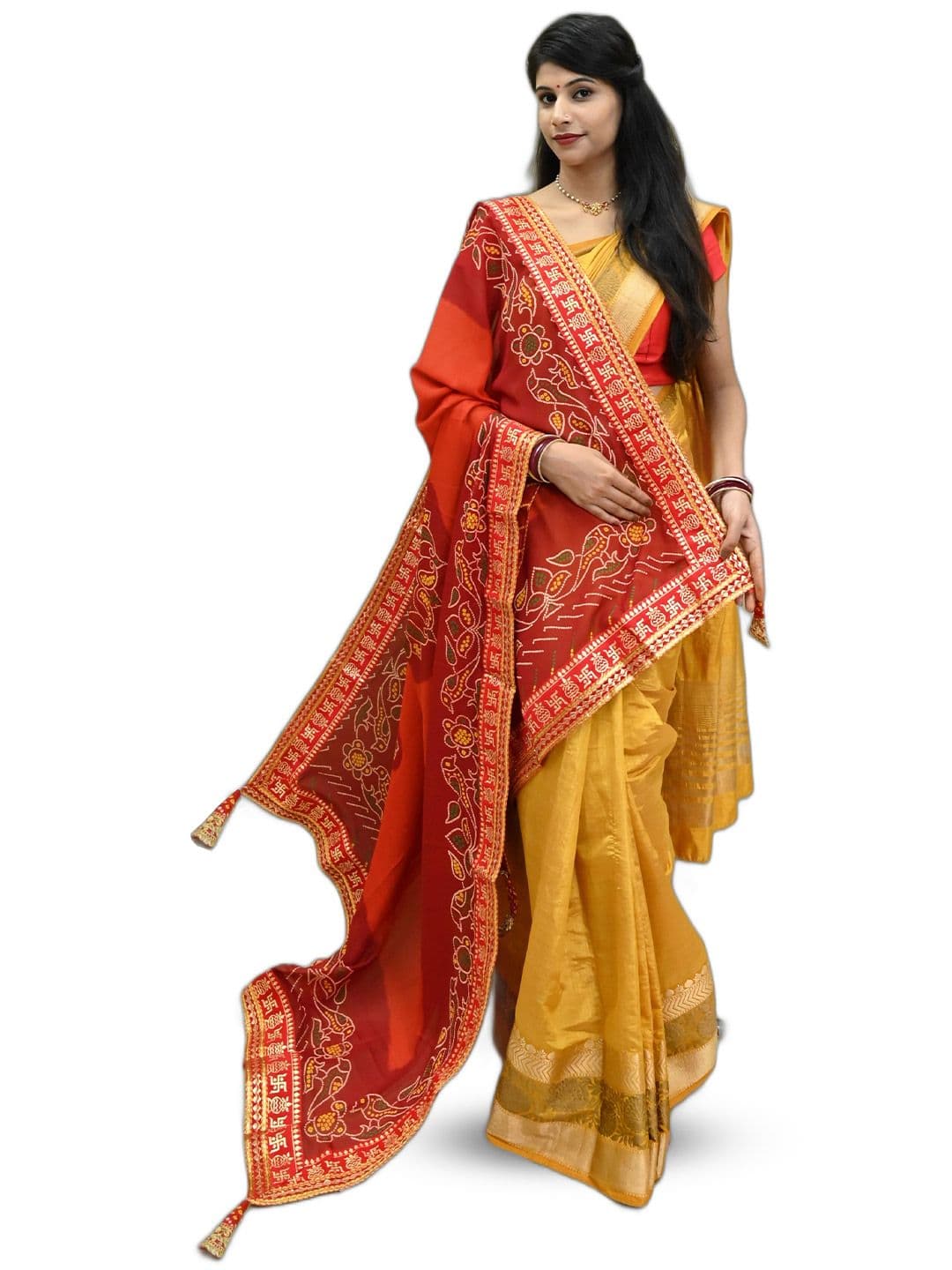 Ranisatiya creation Bandhani Printed Dupatta With Gotta Patti - view 1