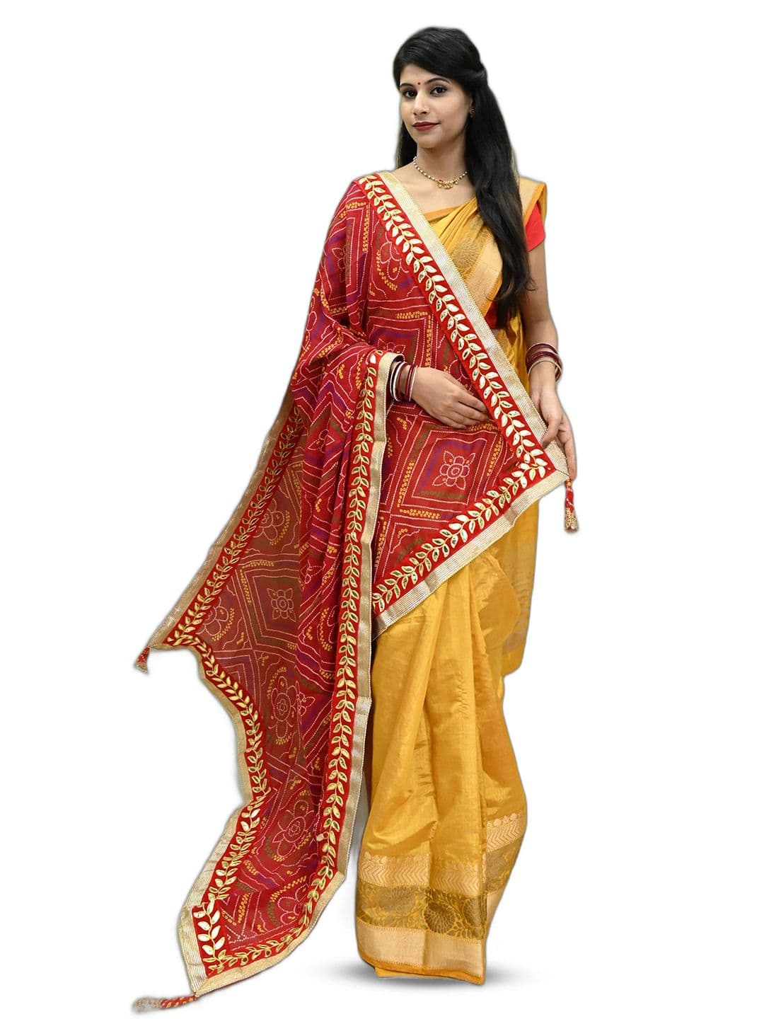 Ranisatiya creation Bandhani Printed Dupatta With Gotta Patti - view 1