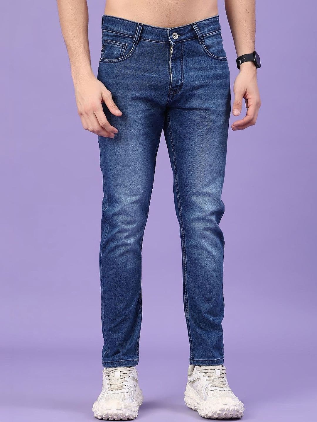 V-Mart Men Skinny Fit Mid-Rise Light Fade Stretchable Jeans - view 1