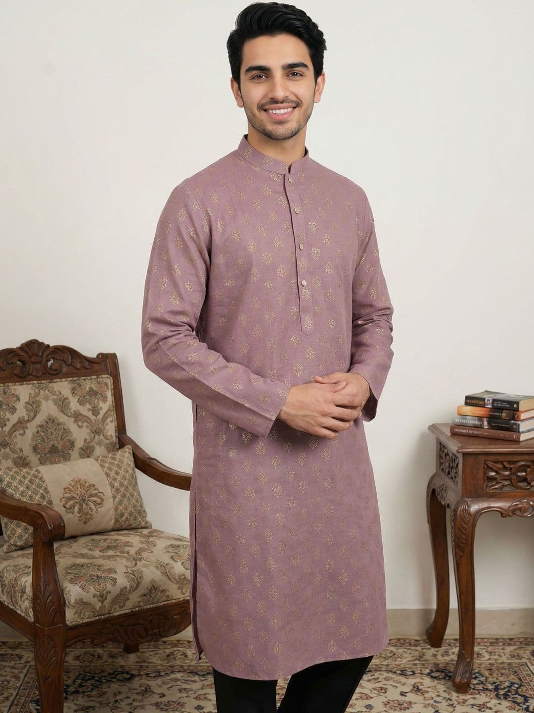 Jompers Men Floral Printed Floral Kurta - view 1