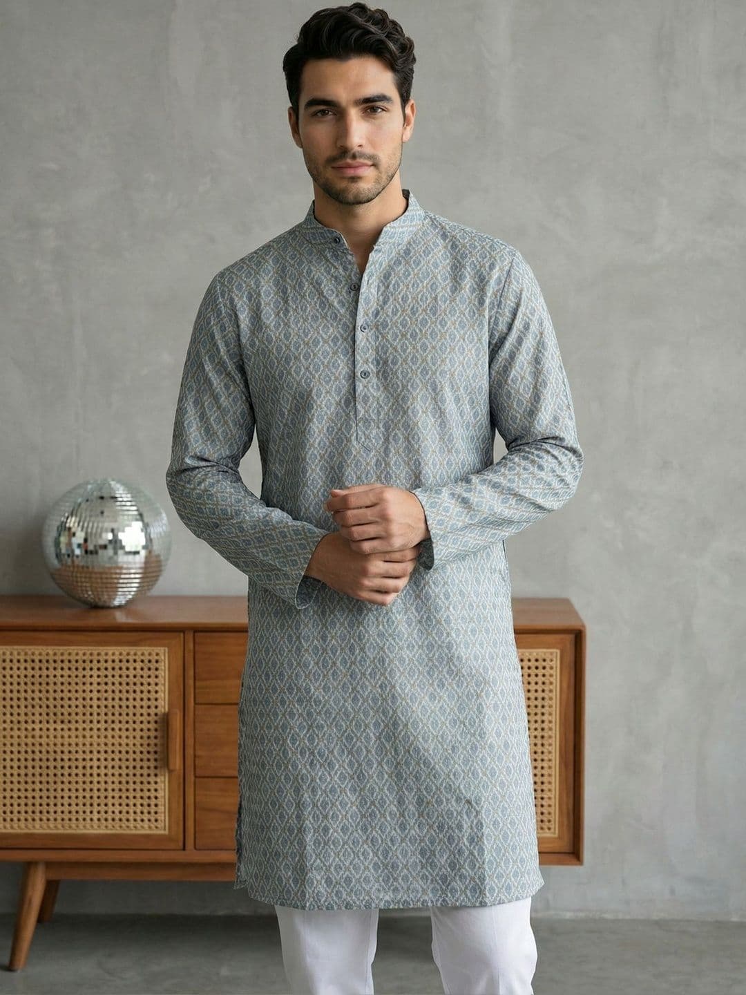 Jompers Men Geometric Printed Floral Kurta - view 1
