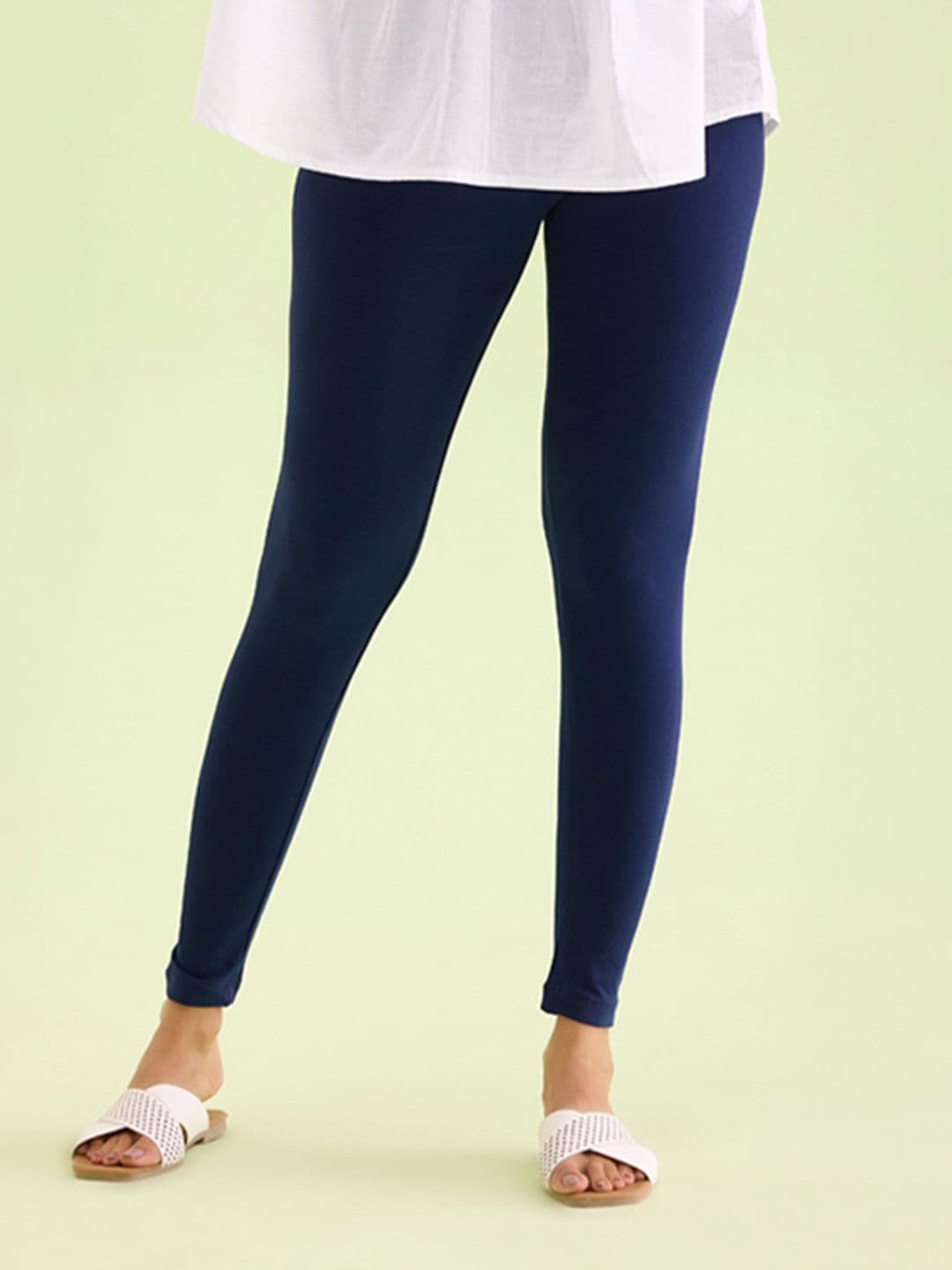 Go Colors Women Navy Blue Solid Ankle-Length Leggings - view 1