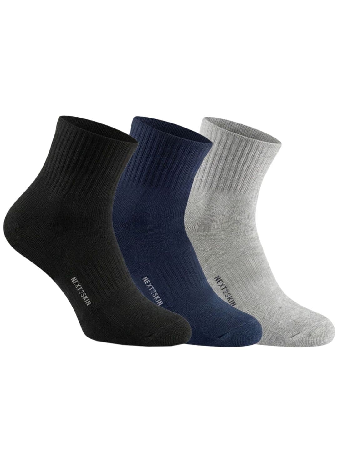 N2S NEXT2SKIN Men Pack of 3 Cotton Assorted Ankle Length Socks - view 1