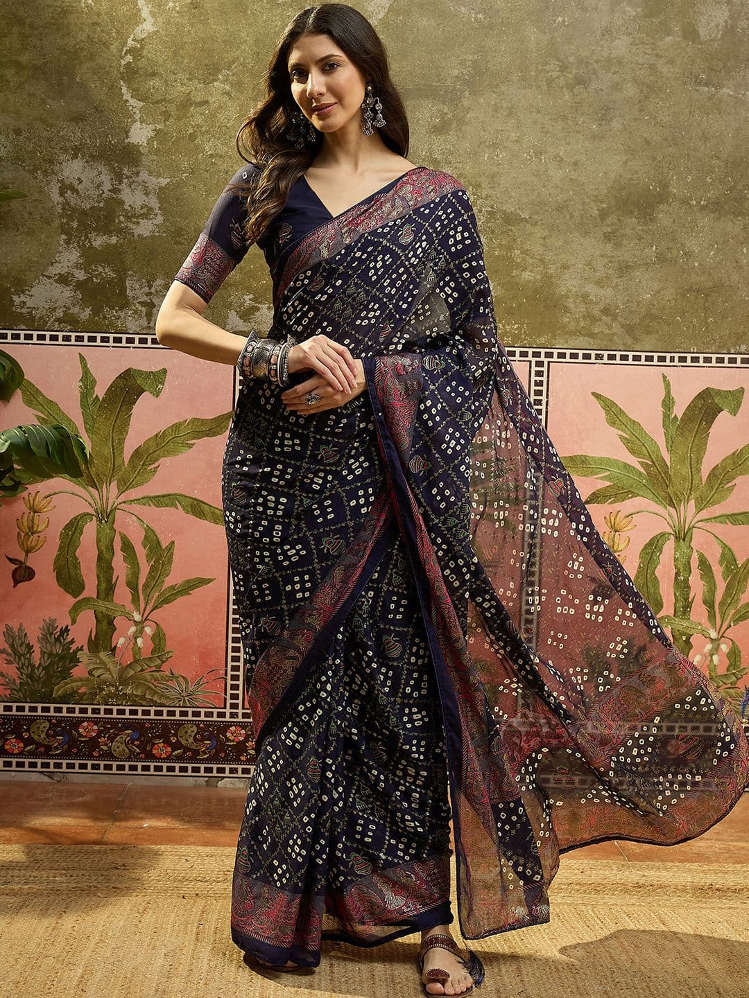 Sangria Printed Bandhani Sarees - view 1
