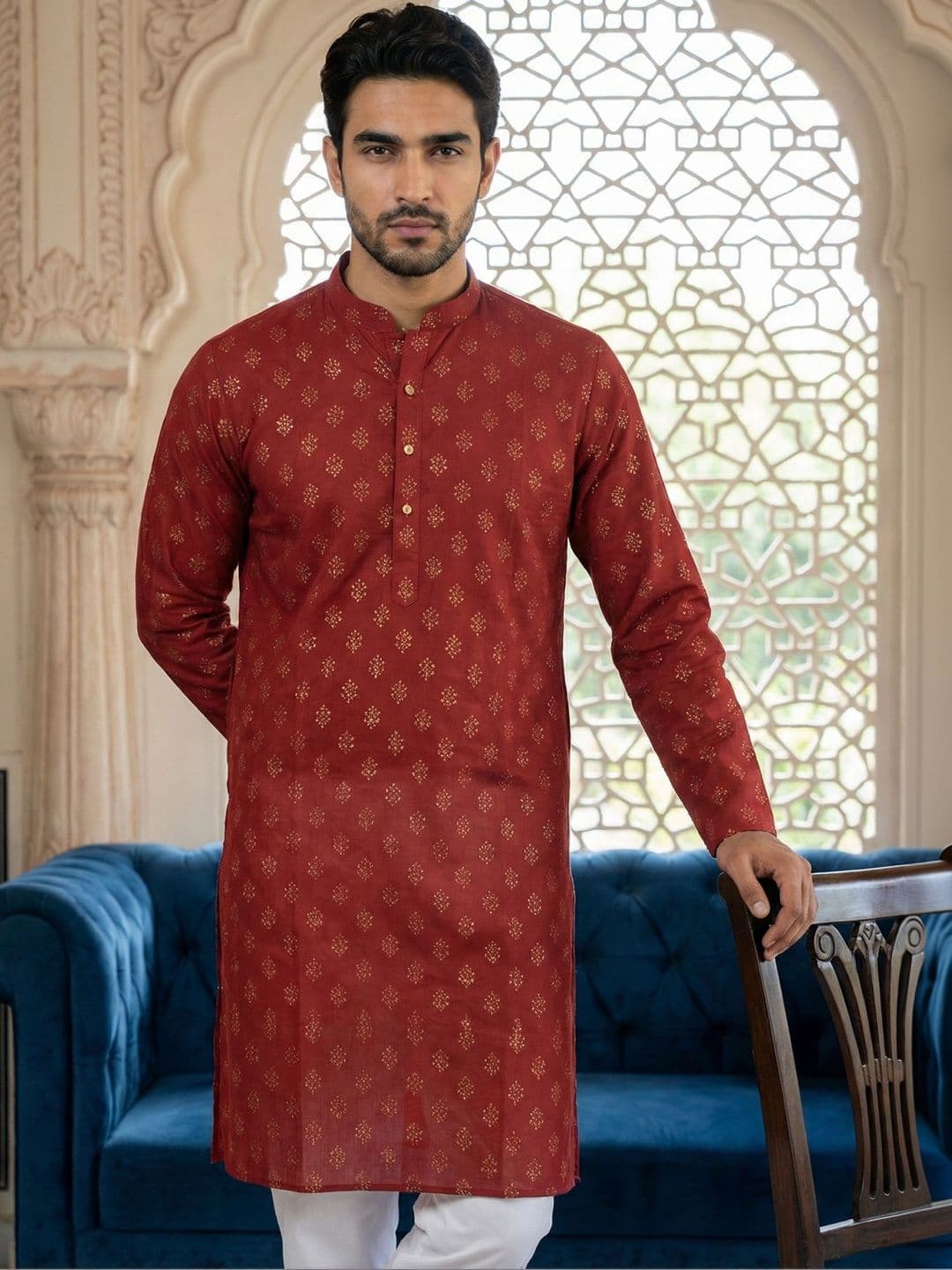 Jompers Men Floral Printed Floral Kurta - view 1