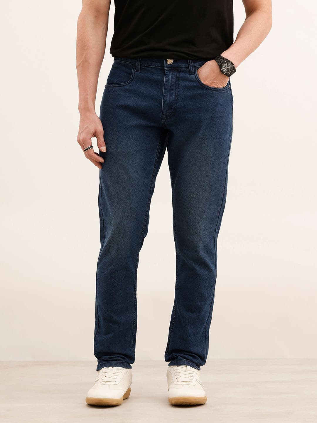 WROGN Men Slim Fit Mid-Rise Light Fade Stretchable Jeans - view 1