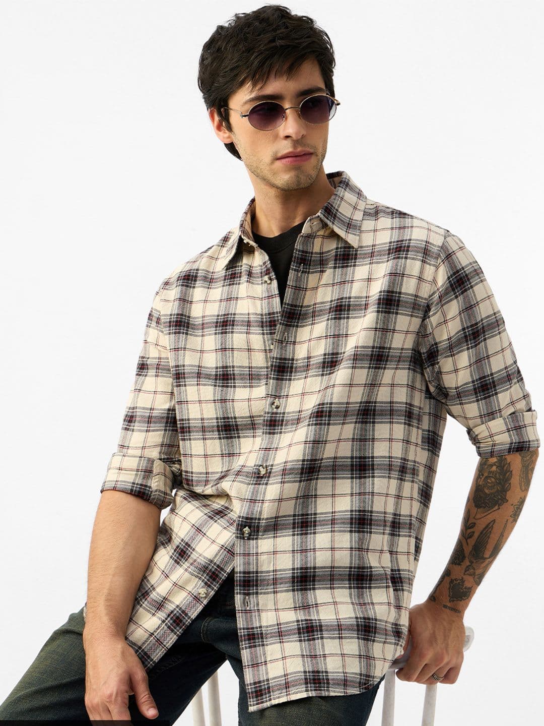 The Souled Store Men Slim Fit Checked Casual Shirt - view 1