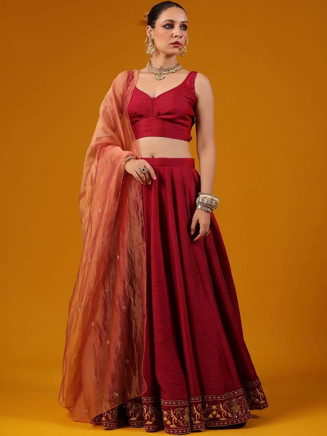 BAARO MASI Sequinned Ready to Wear Lehenga & Blouse With Dupatta - view 1
