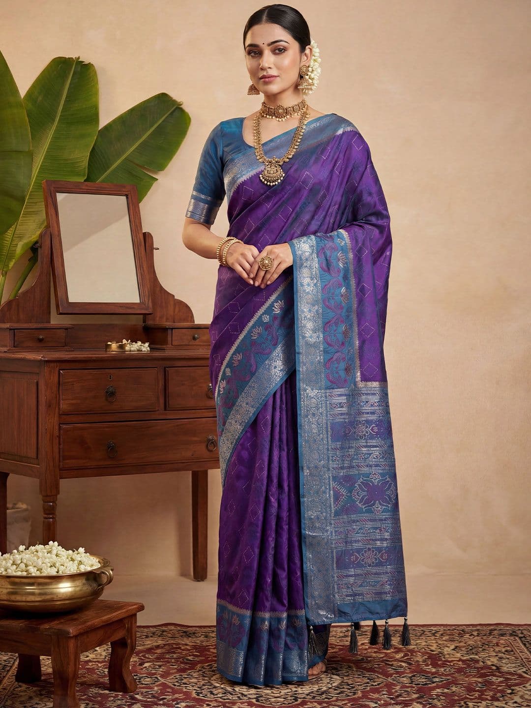 House of Pataudi Woven Design Pochampally Blouse Piece & Sarees - view 1
