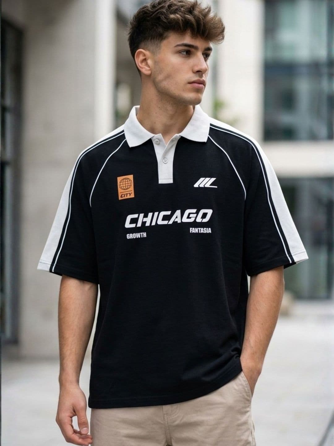 JUMPCUTS Men Typography Printed Polo Collar T-shirt - view 1