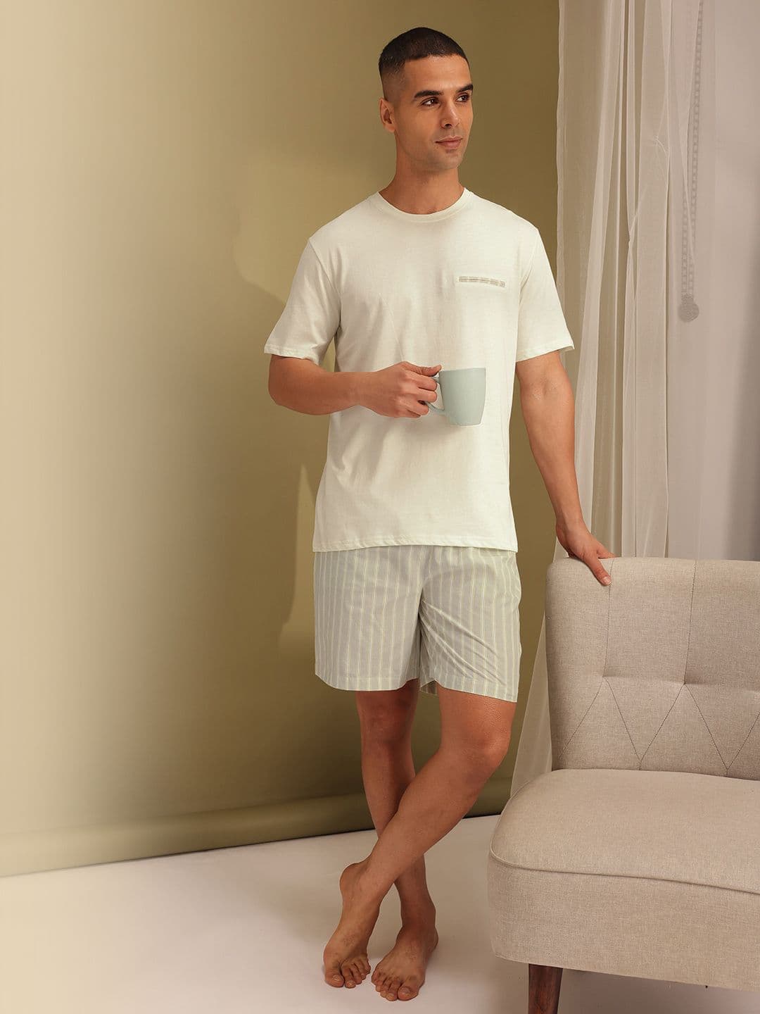 ETC Pure Cotton Striped Night suit - view 1