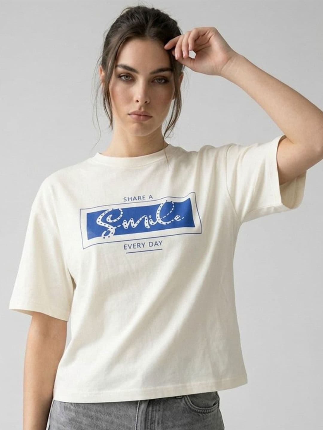 glitchez Typography Printed Round Neck Cotton T-Shirt - view 1