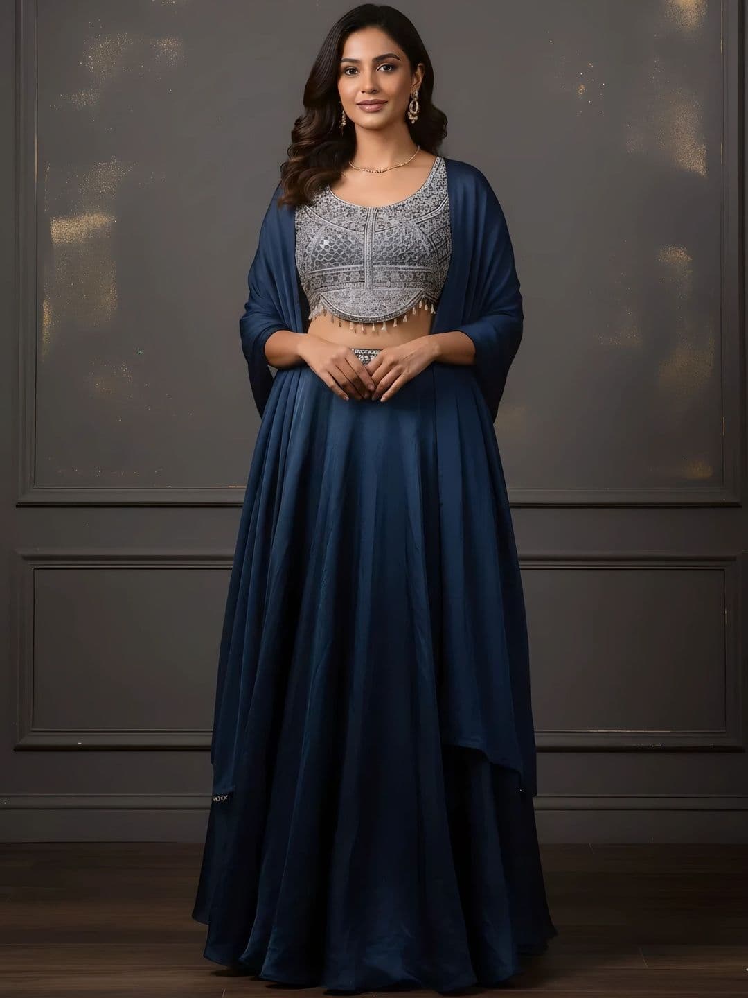 House of Pataudi Embellished Sequinned Ready to Wear Lehenga & Blouse With Dupatta - view 1