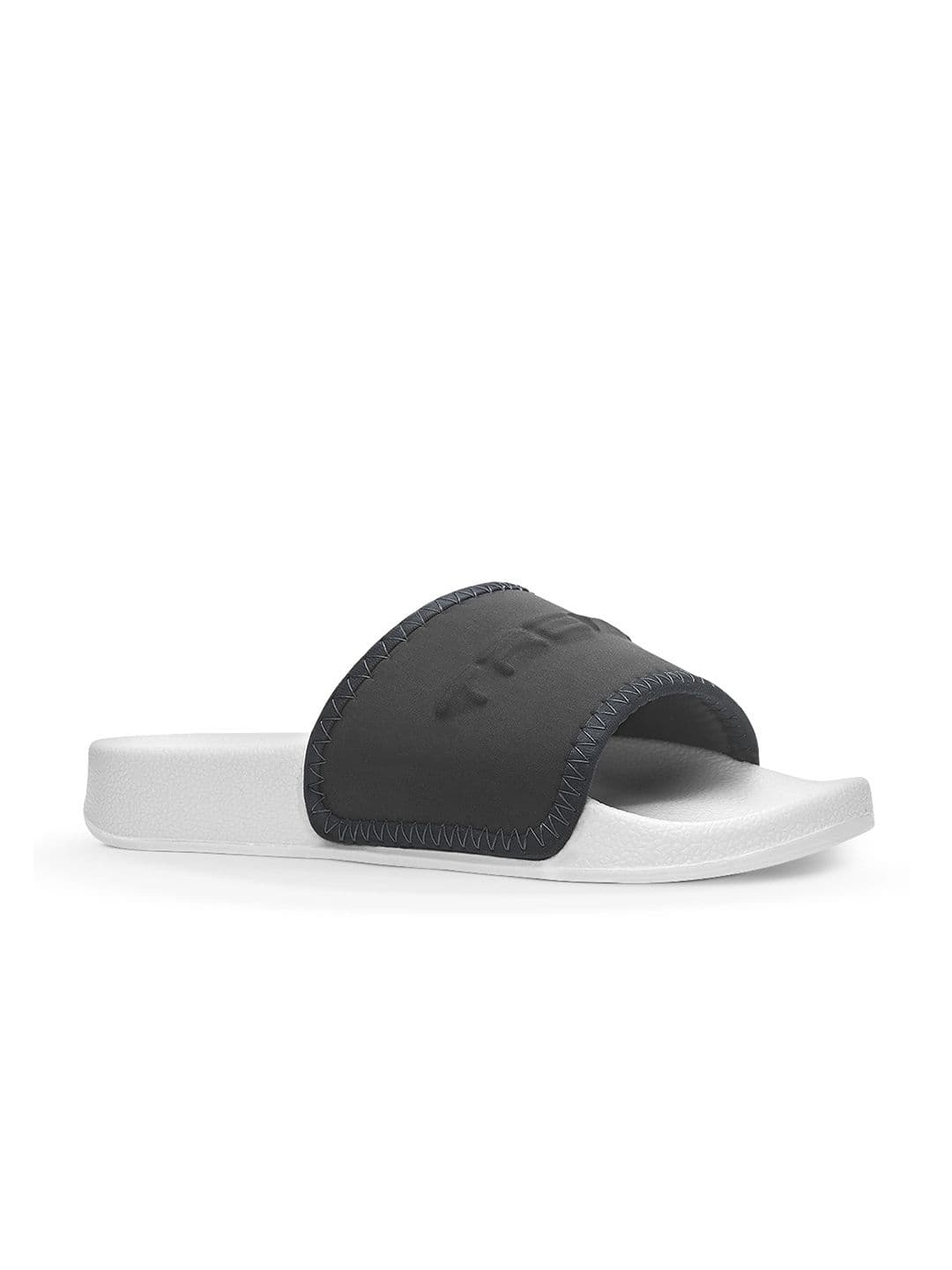 Trekiva Men White Fabric Sliders - view 1