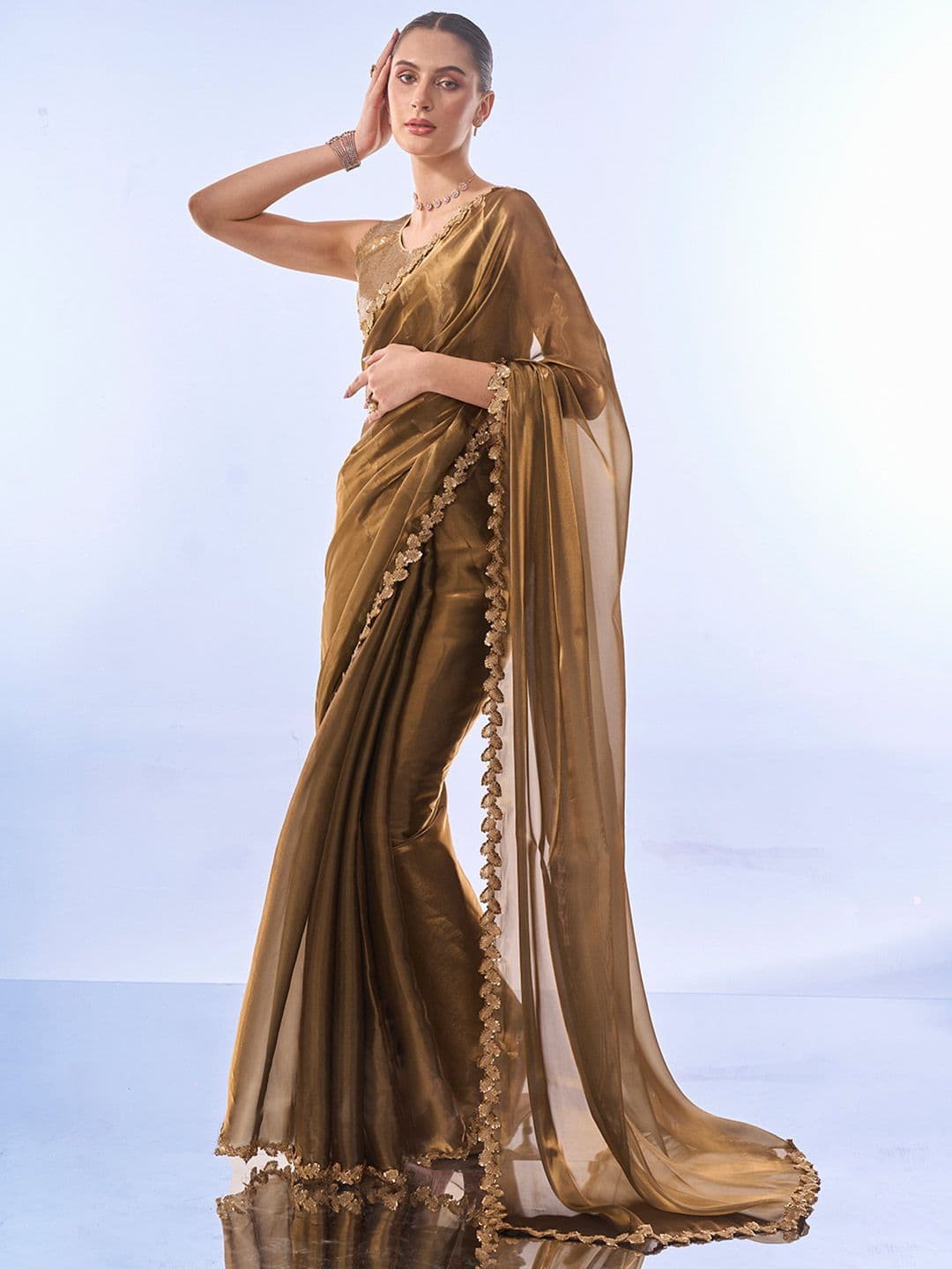 Kalista Sequinned Organza Republic Day Saree - view 1