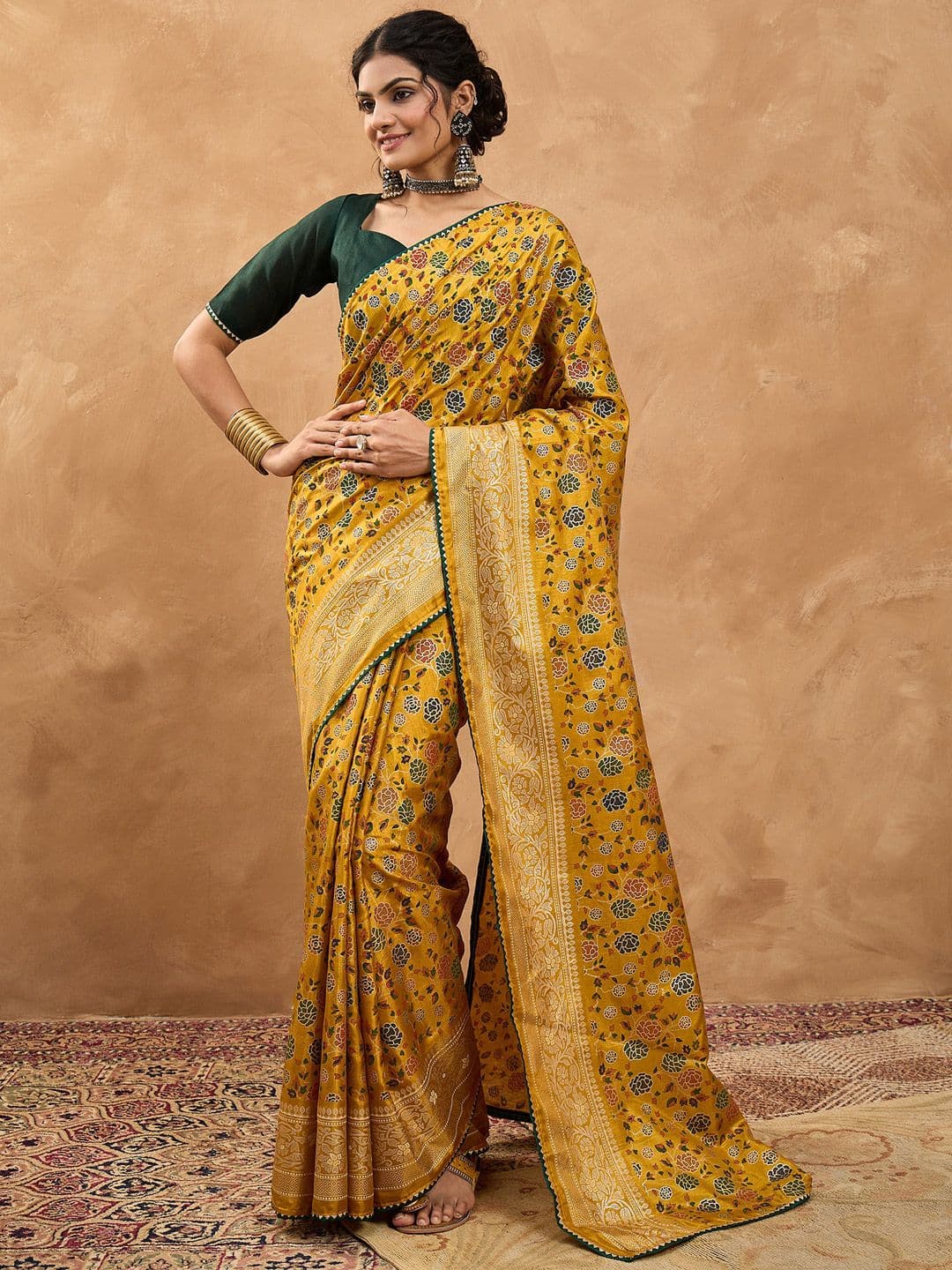 Saree mall Women Floral Woven Design Zari Banarasi Sarees - view 1