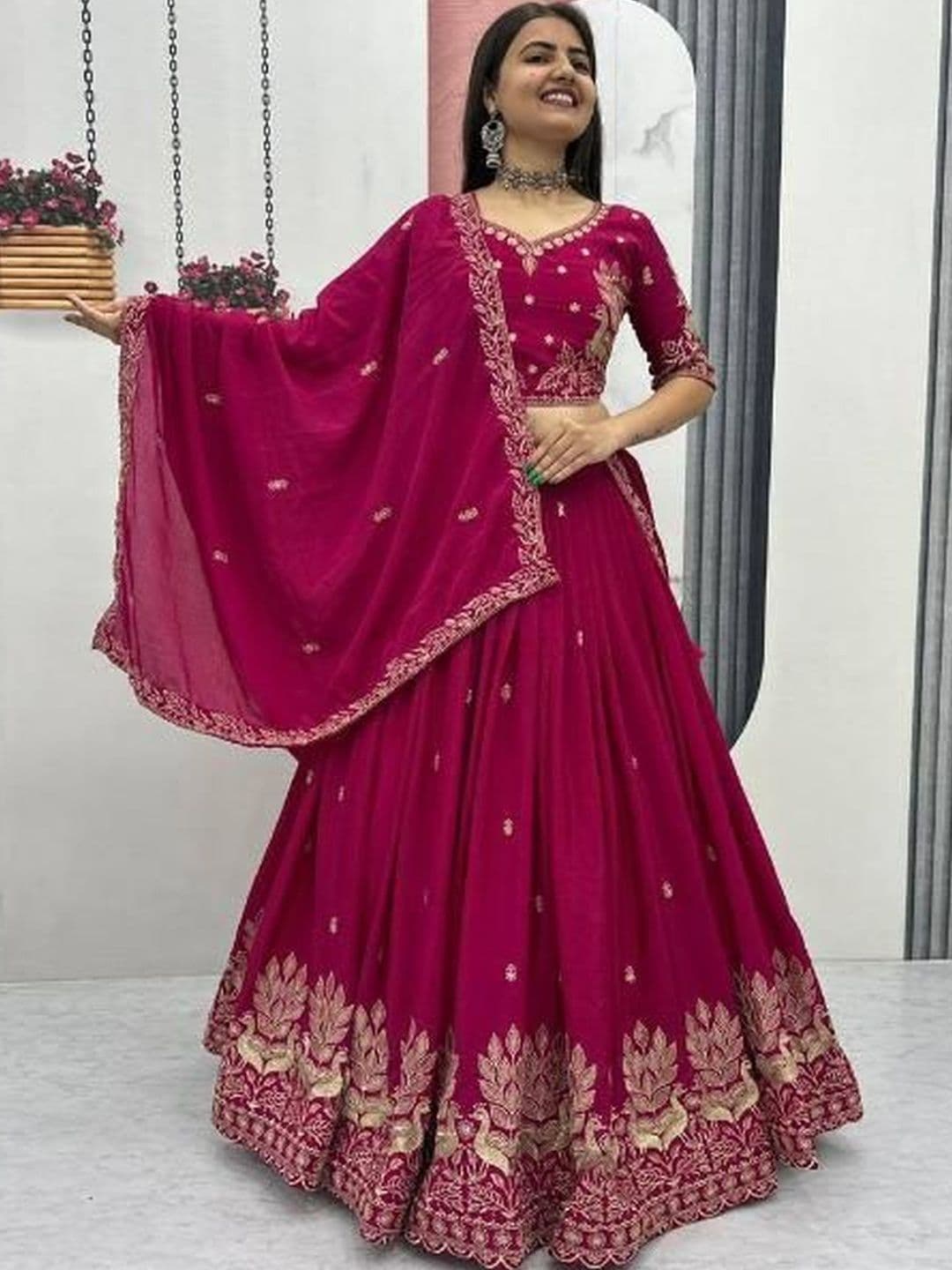 PEDR TRENDS Embroidered Semi-Stitched Lehenga & Unstitched Blouse With Dupatta - view 1