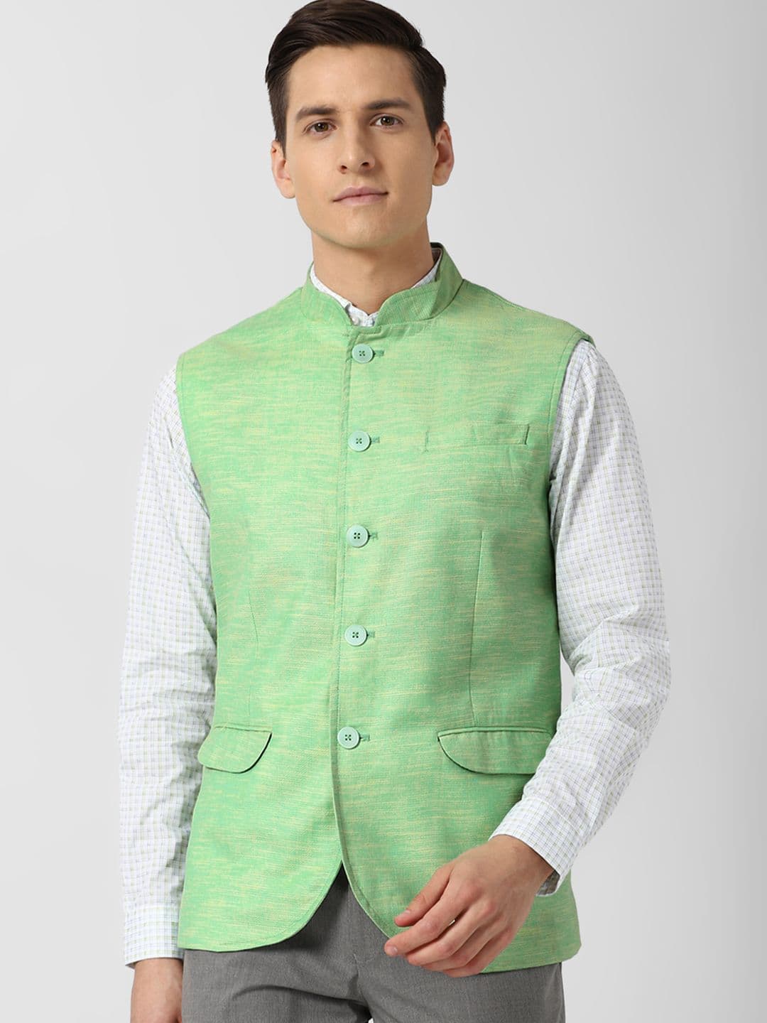 Peter England Elite Woven Nehru Jackets - view 1