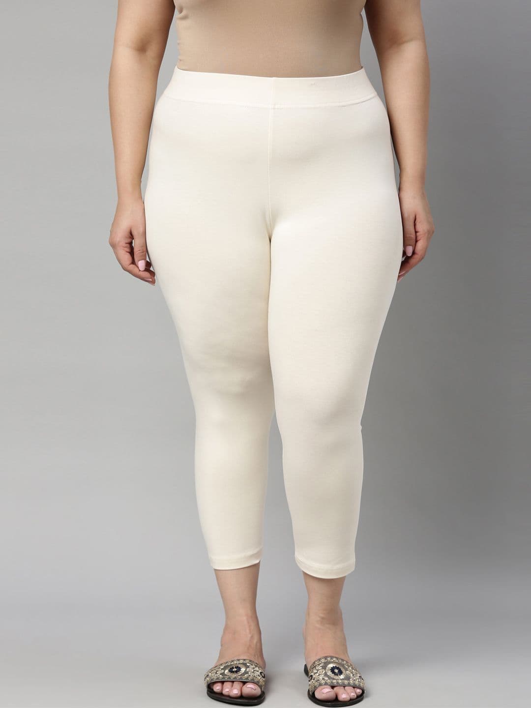 Go Colors Plus Size Mid Rise Slim Fit Ankle Length Leggings - view 1