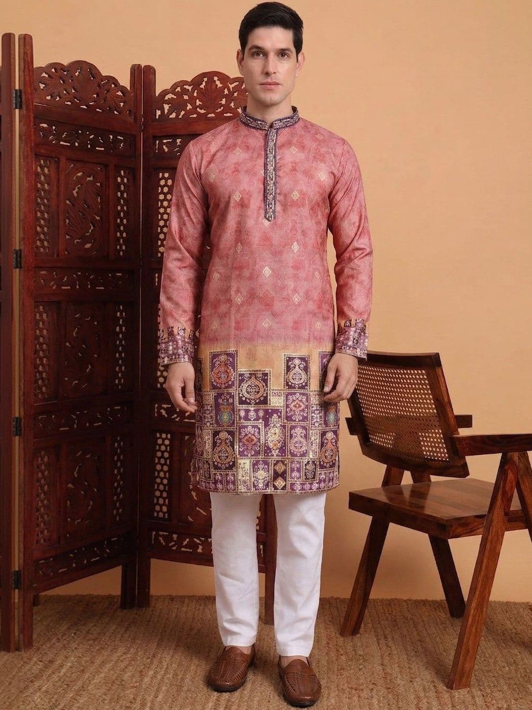 LADY BERRY Men Floral Printed Indie Prints Kurta - view 1