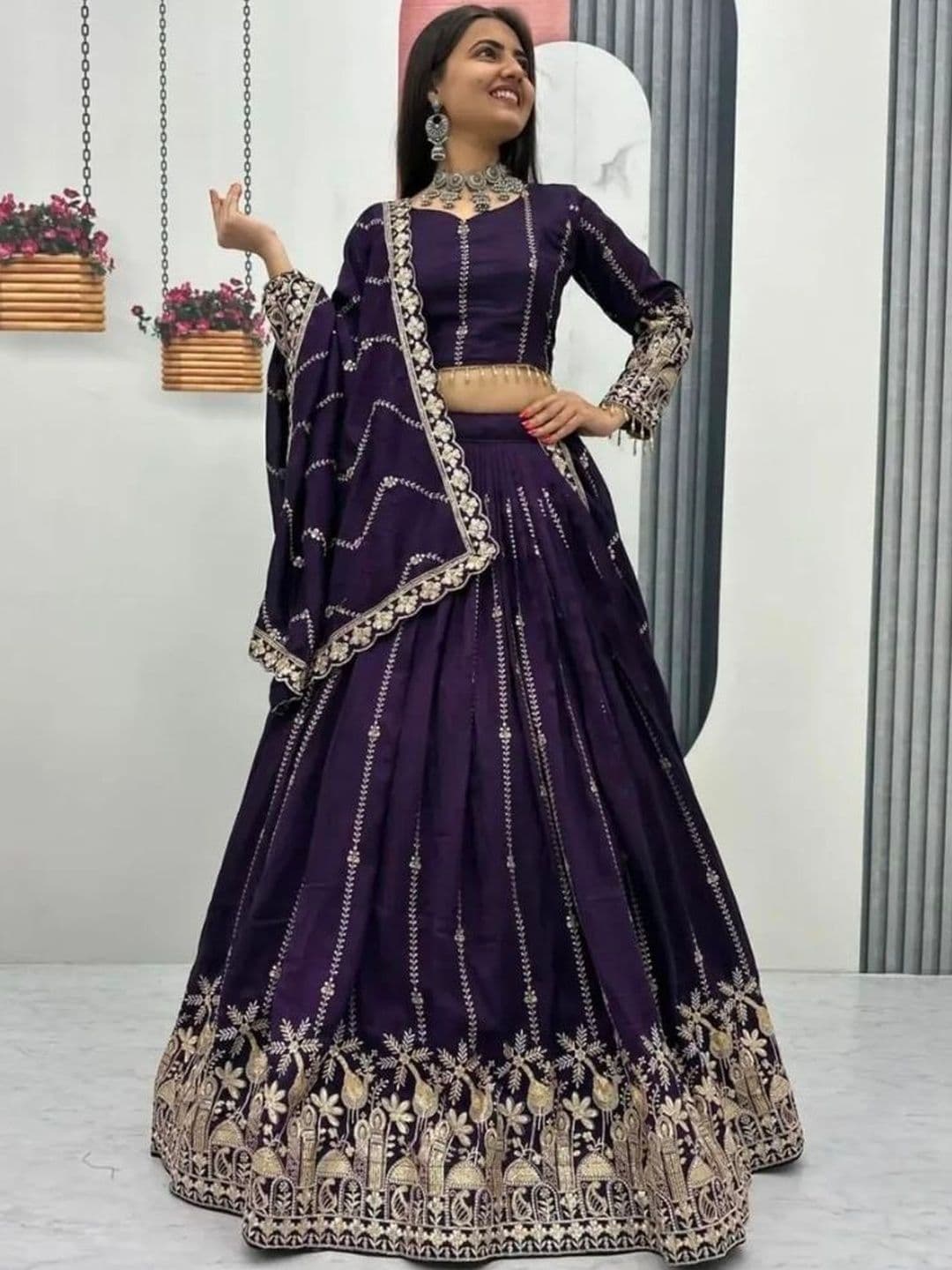 PEDR TRENDS Embroidered Semi-Stitched Lehenga & Unstitched Blouse With Dupatta - view 1