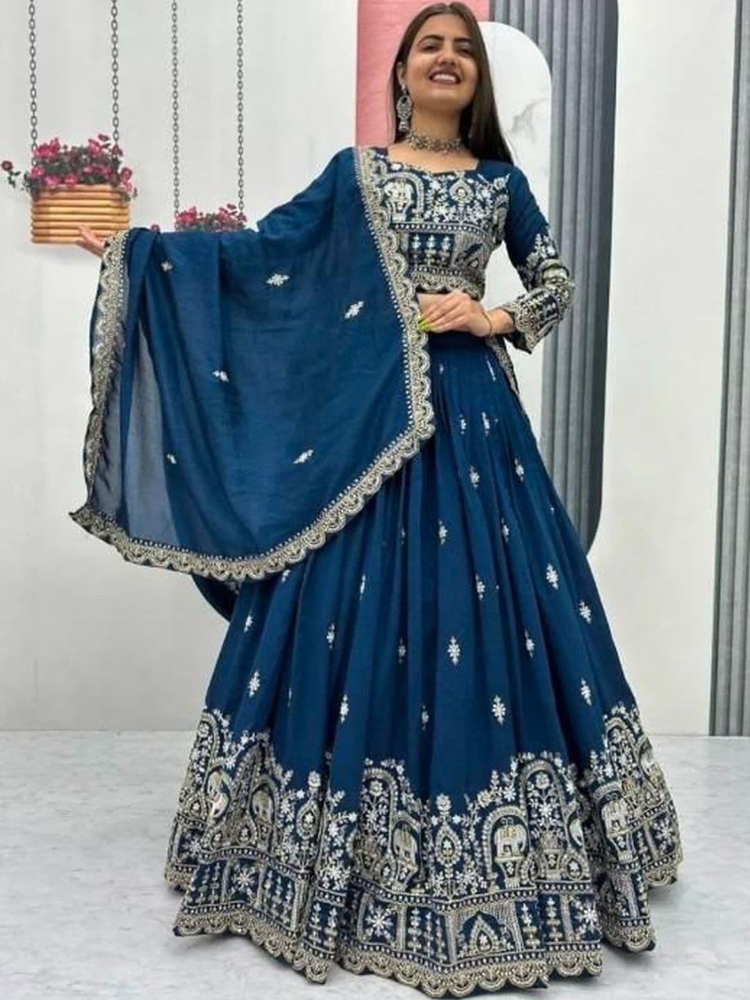 PEDR TRENDS Embroidered Semi-Stitched Lehenga & Unstitched Blouse With Dupatta - view 1