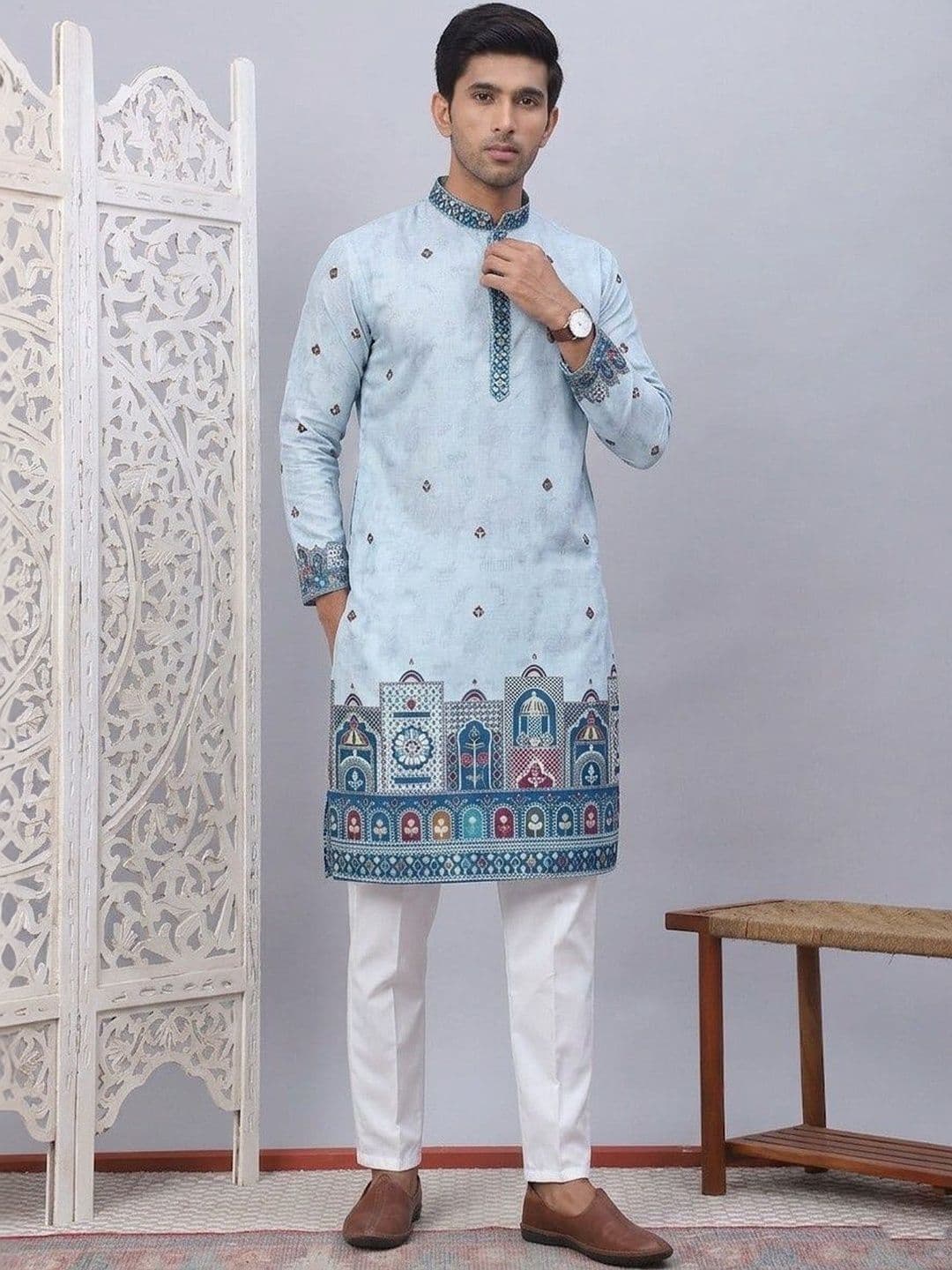 LADY BERRY Men Floral Printed Indie Prints Kurta