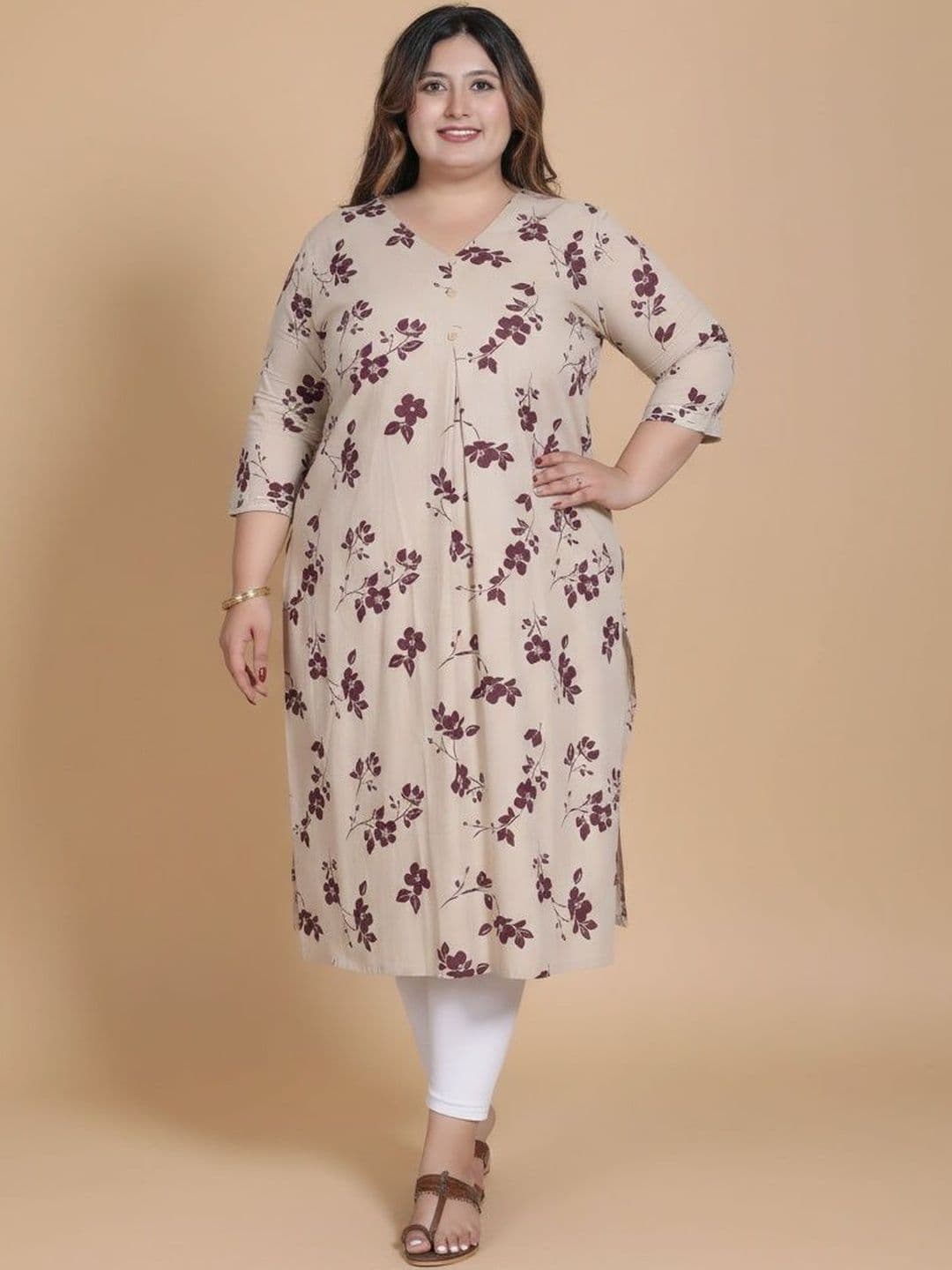 Sztori Women Floral Printed Block Print Kurta - view 1