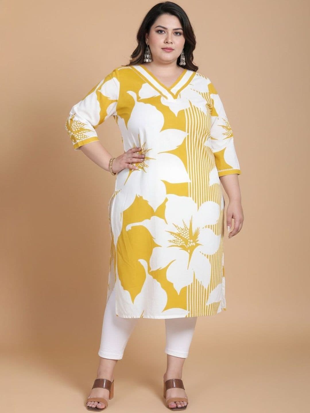 Sztori Women Floral Printed Block Print Kurta - view 1