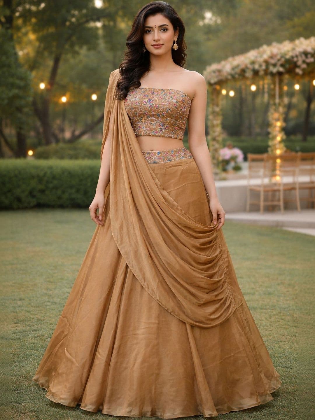 Warthy Ent Embroidered Sequinned Ready to Wear Lehenga & Unstitched Blouse With Dupatta - view 1