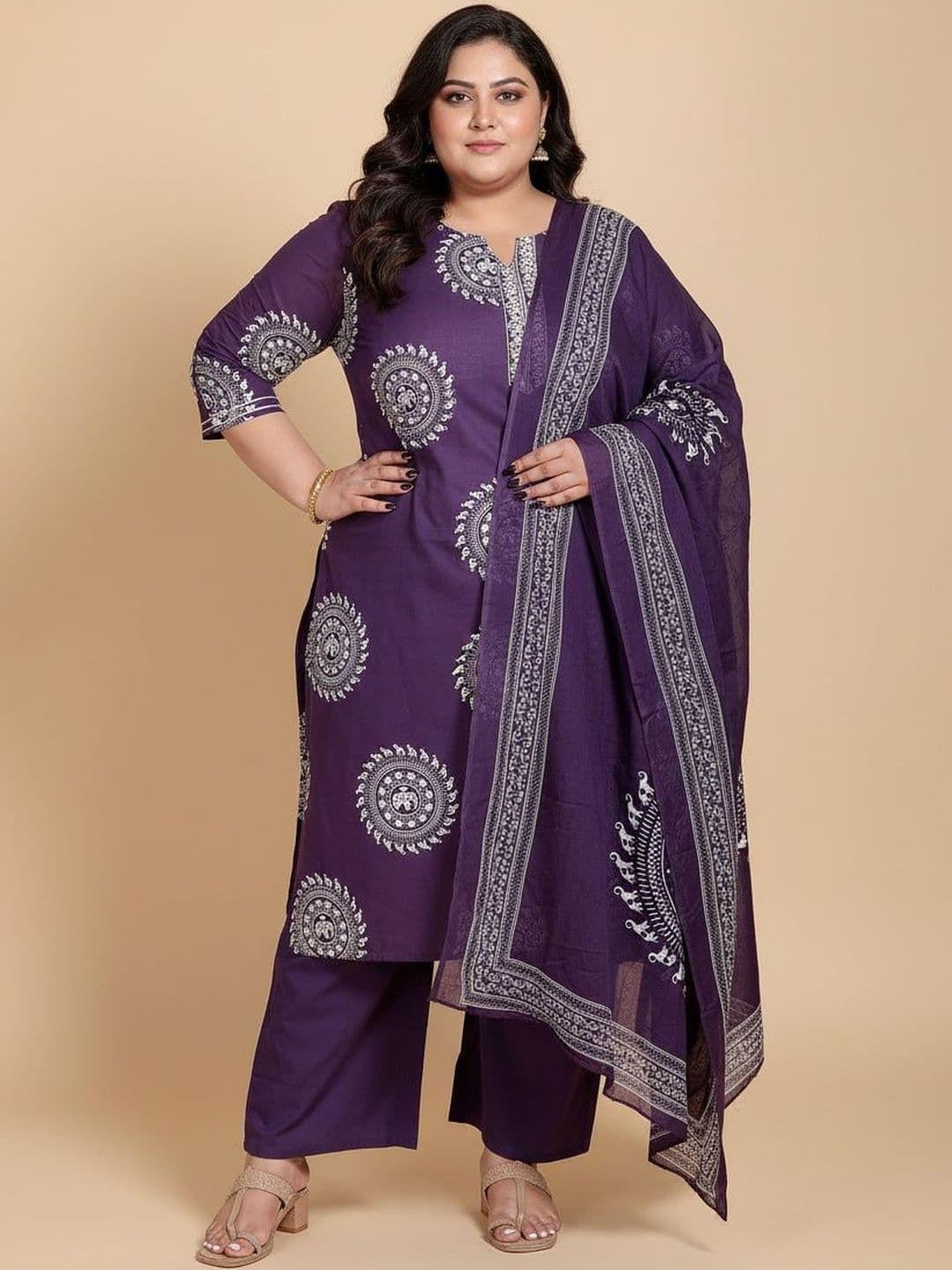 Sztori Women Floral Printed Regular Pure Cotton Kurta with Trousers & With Dupatta - view 1