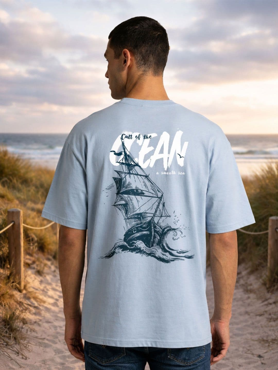 NOBERO Men Printed Graphic Pure Cotton Drop-Shoulder Sleeves Oversized Fit T-shirt - view 1