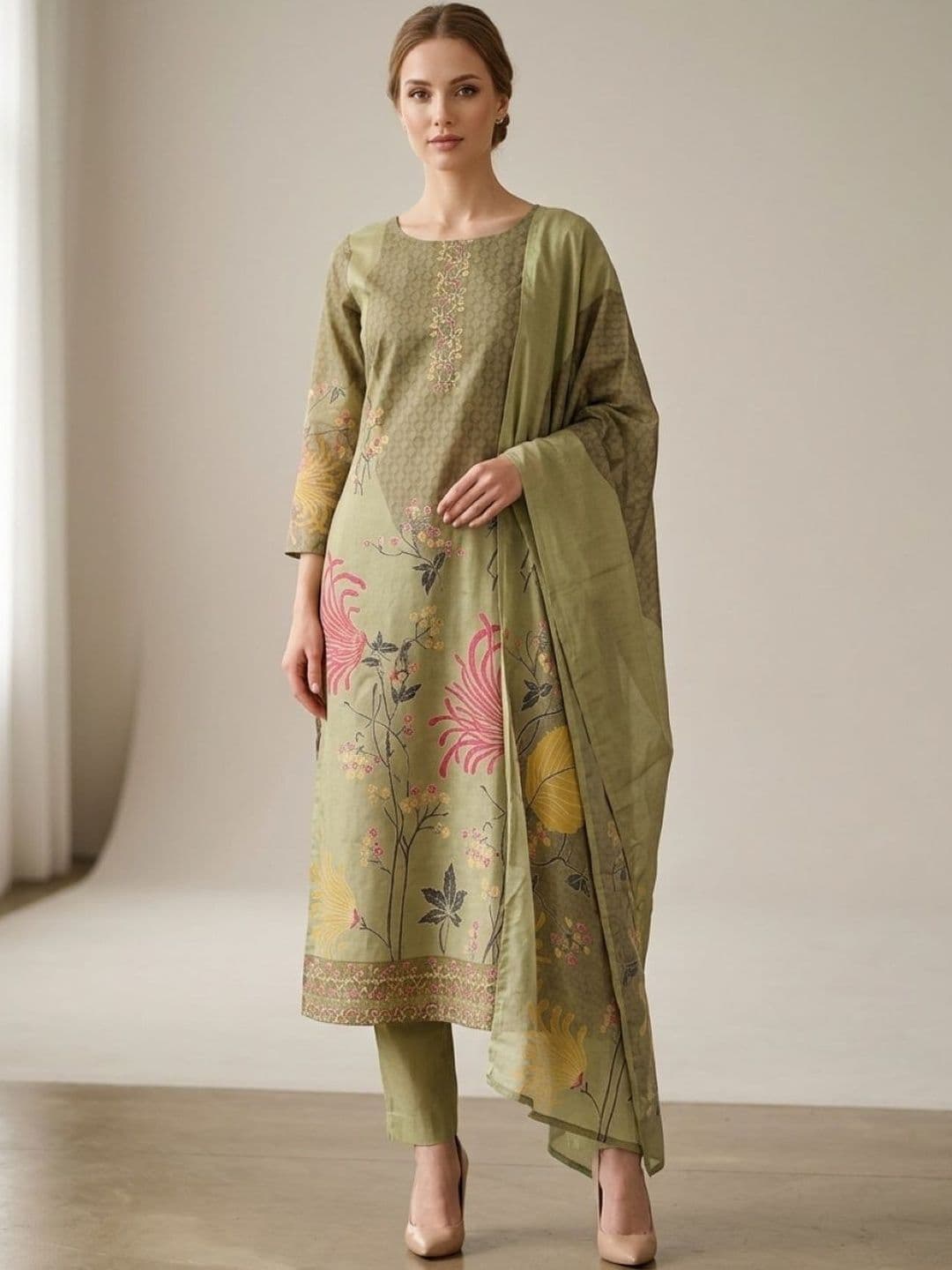 SOURAGYA Women Ethnic Motifs Tiered Art Silk - view 1