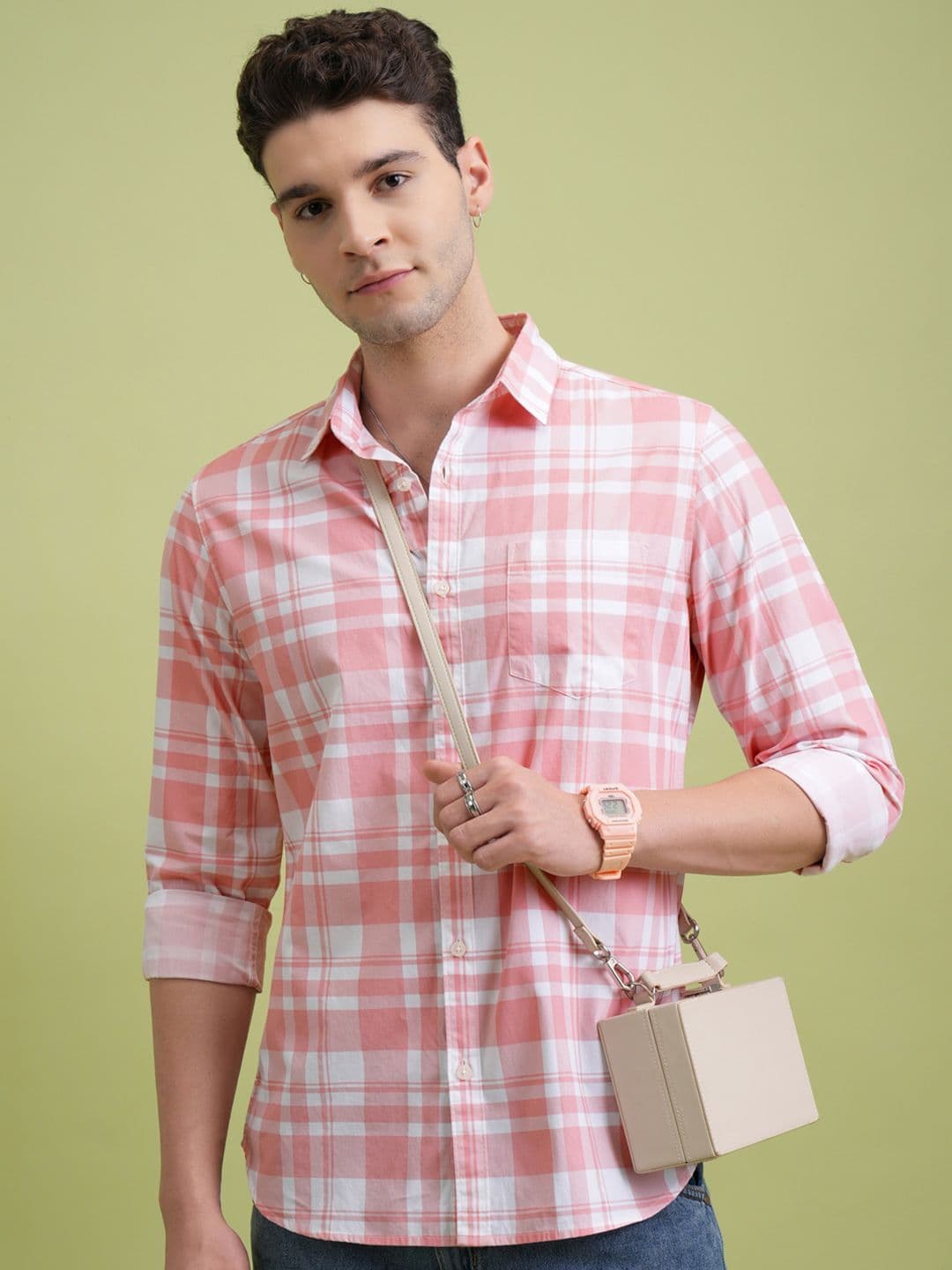 Highlander Men Checked Slim Fit Shirt
