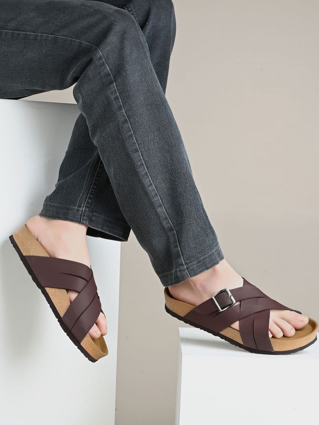 CLERKSVILLE Men Open Toe Slip-On Soft PU Footbed Lightweight Comfort Casual Sandals - view 1