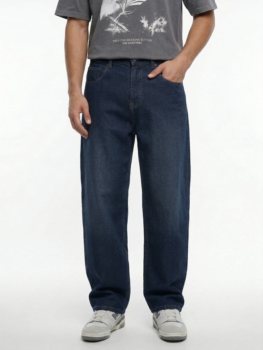 glitchez Men Barrel Fit Light Fade Stretchable Jeans - view 1