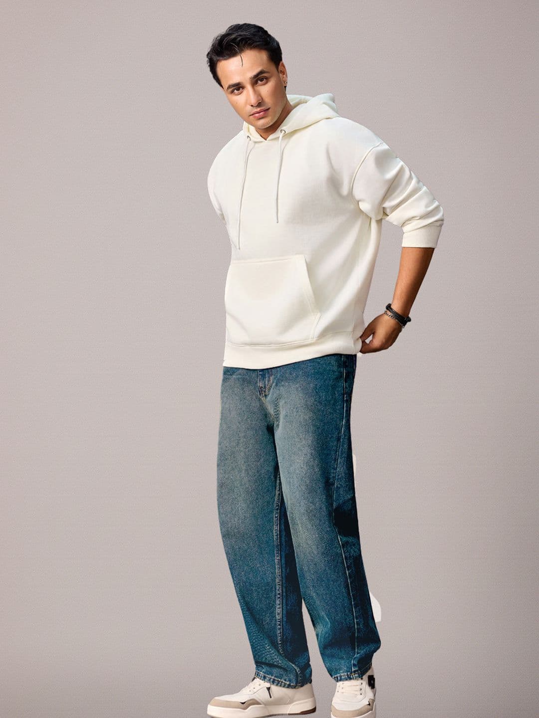 Urbano Fashion Men's Dark Blue Loose Baggy Fit Washed Jeans Non-Stretchable