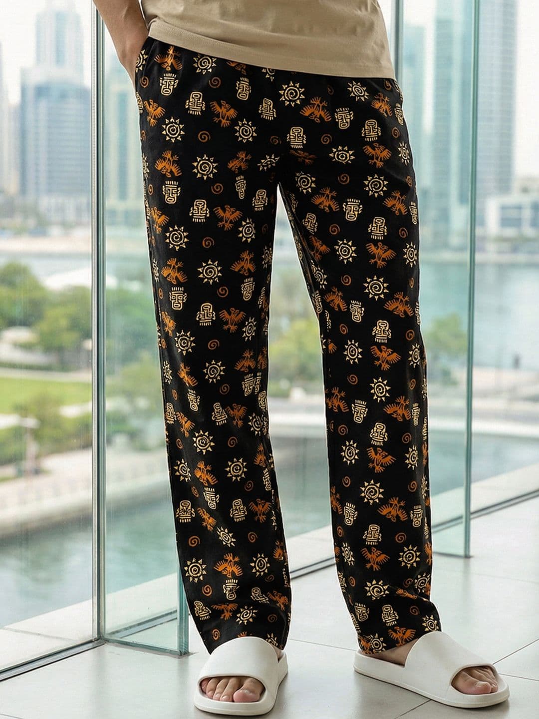 Bewakoof Men's Black All Over Printed Pyjamas - view 1