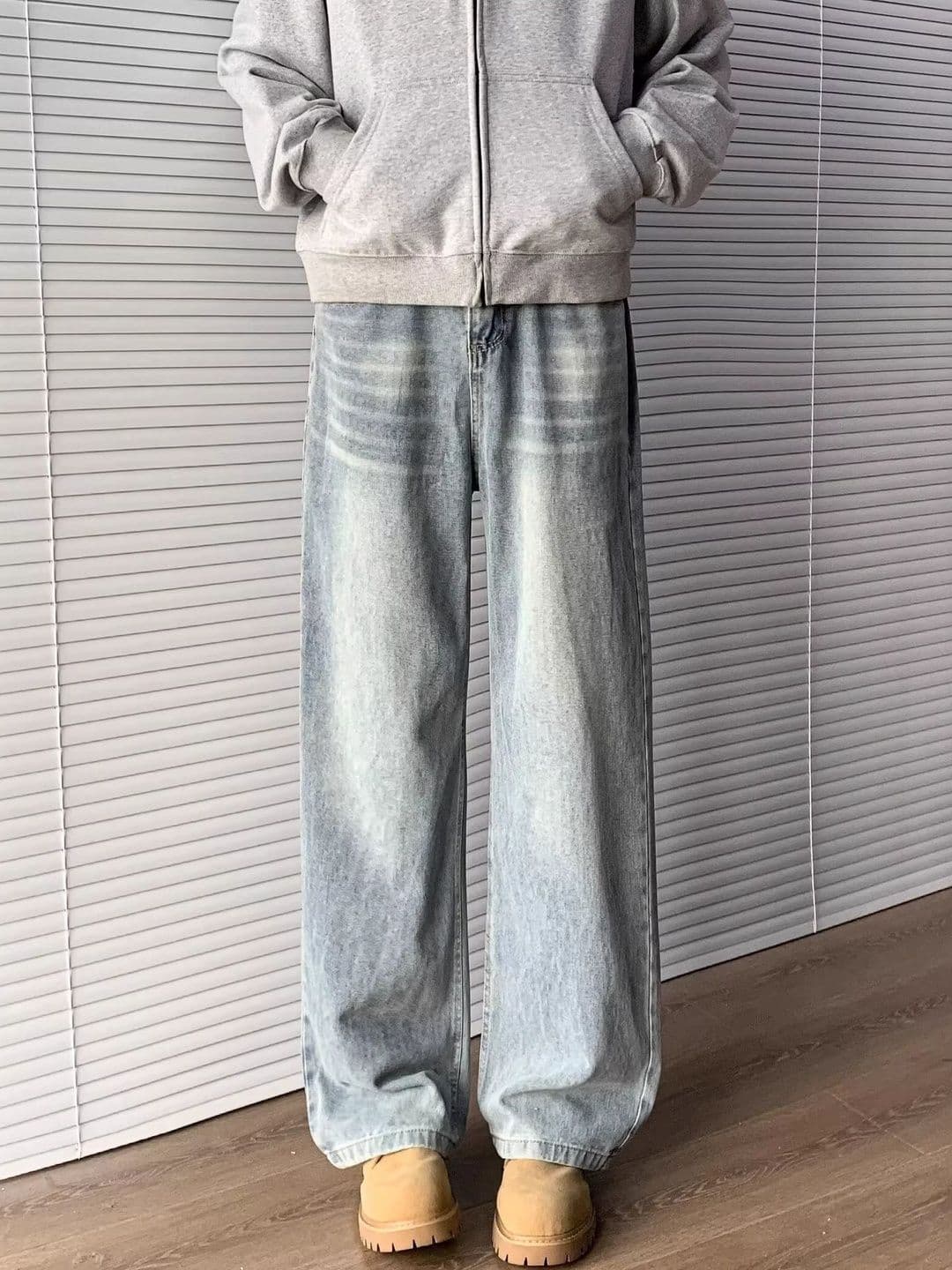 StyleCast x Revolte Men Wide Leg Mid-Rise Light Fade Jeans - view 1
