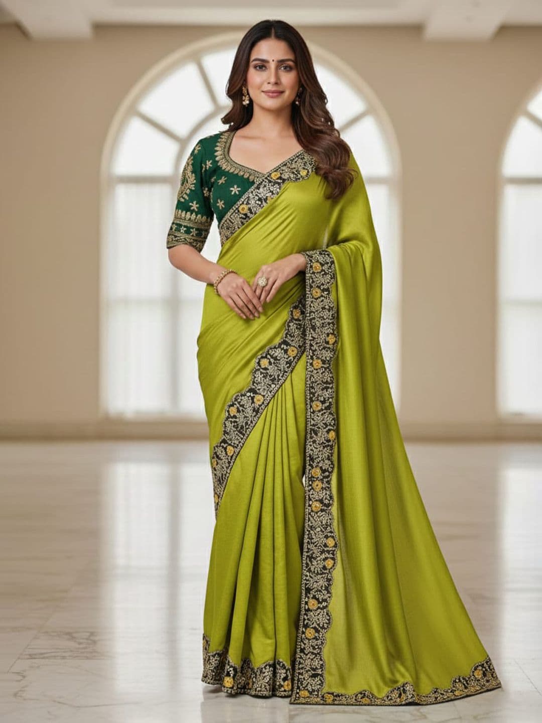VRAGI Ethnic Motifs Zari Art Silk Designer Saree - view 1