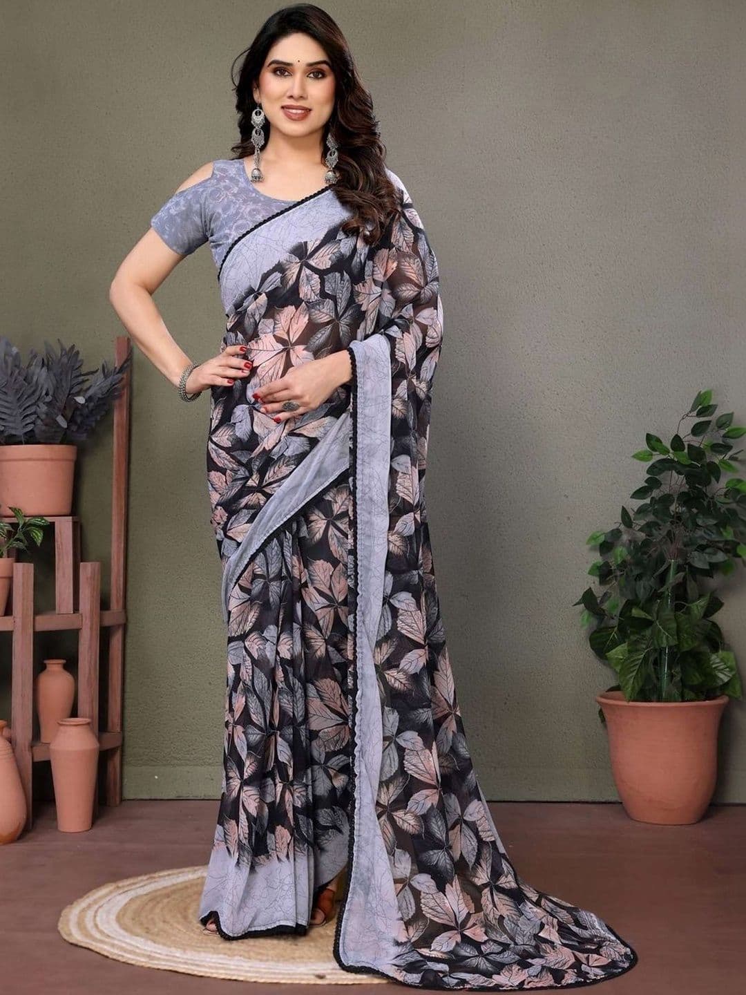 HERE&NOW Woven Design Pure Linen Saree - view 1